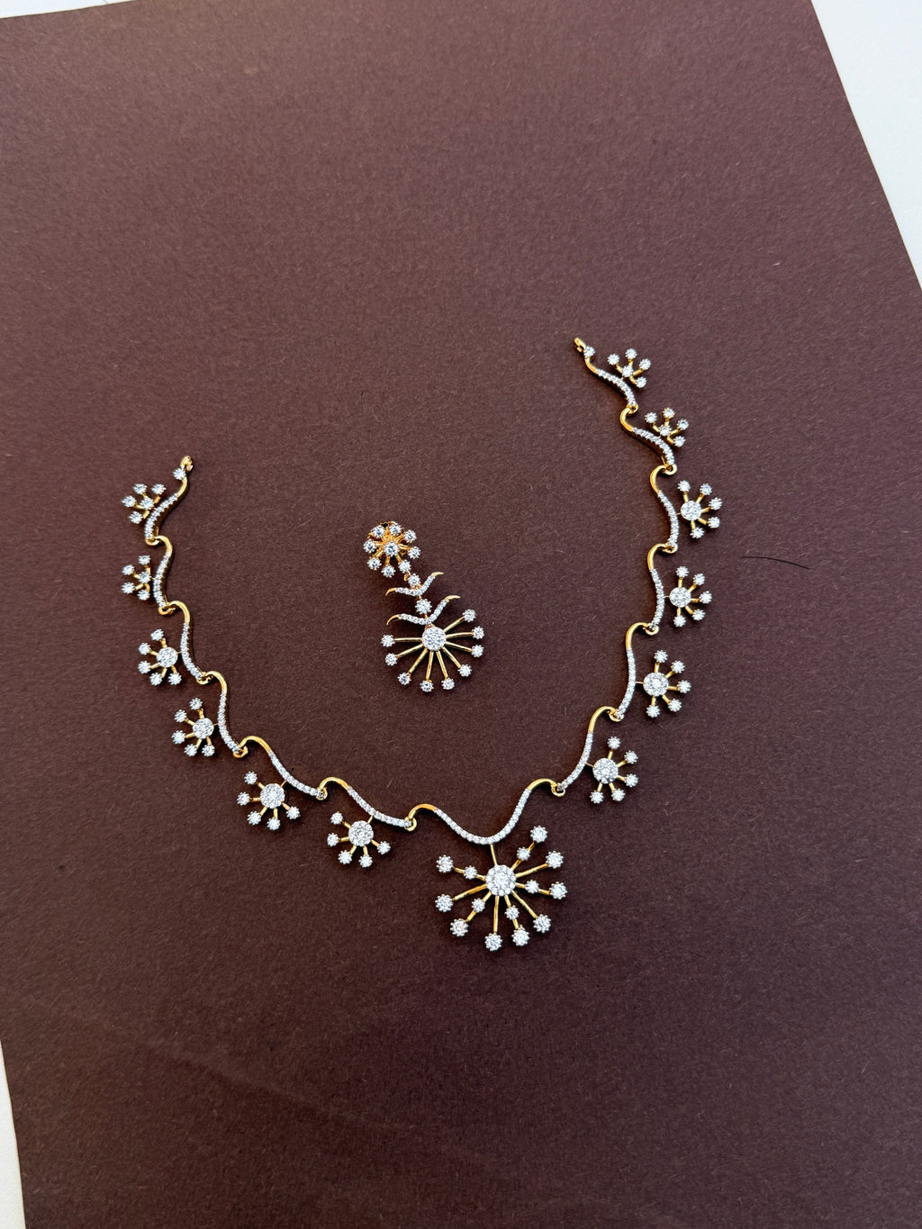 Ns802 simple diamond finishing flower neckset suits for kids and adults