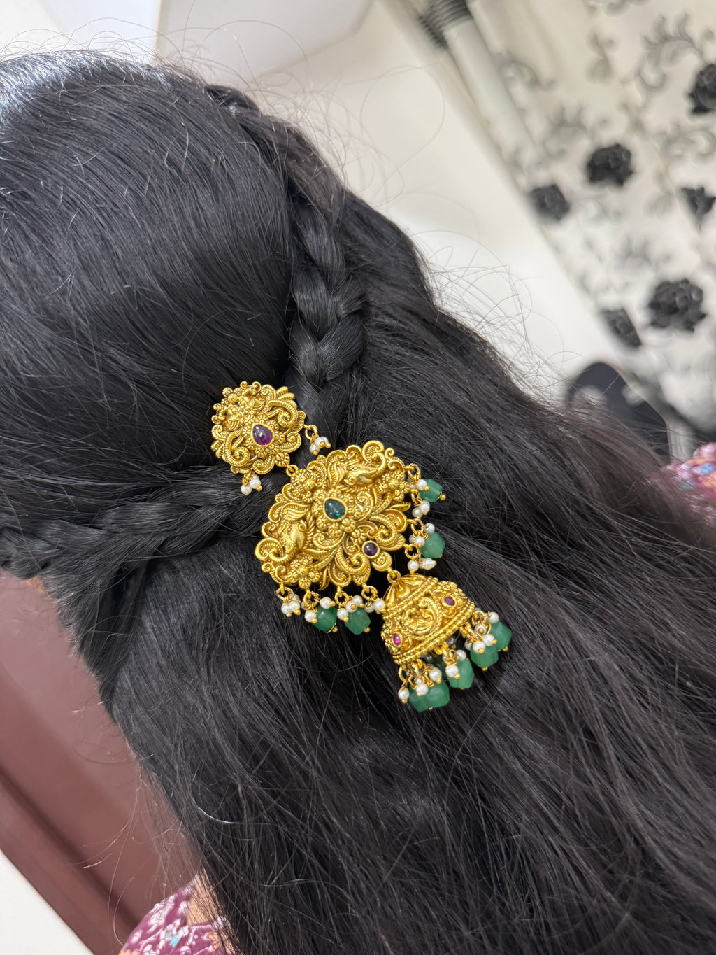 Kemp stone green beads with 3 steps jada Billa jd013