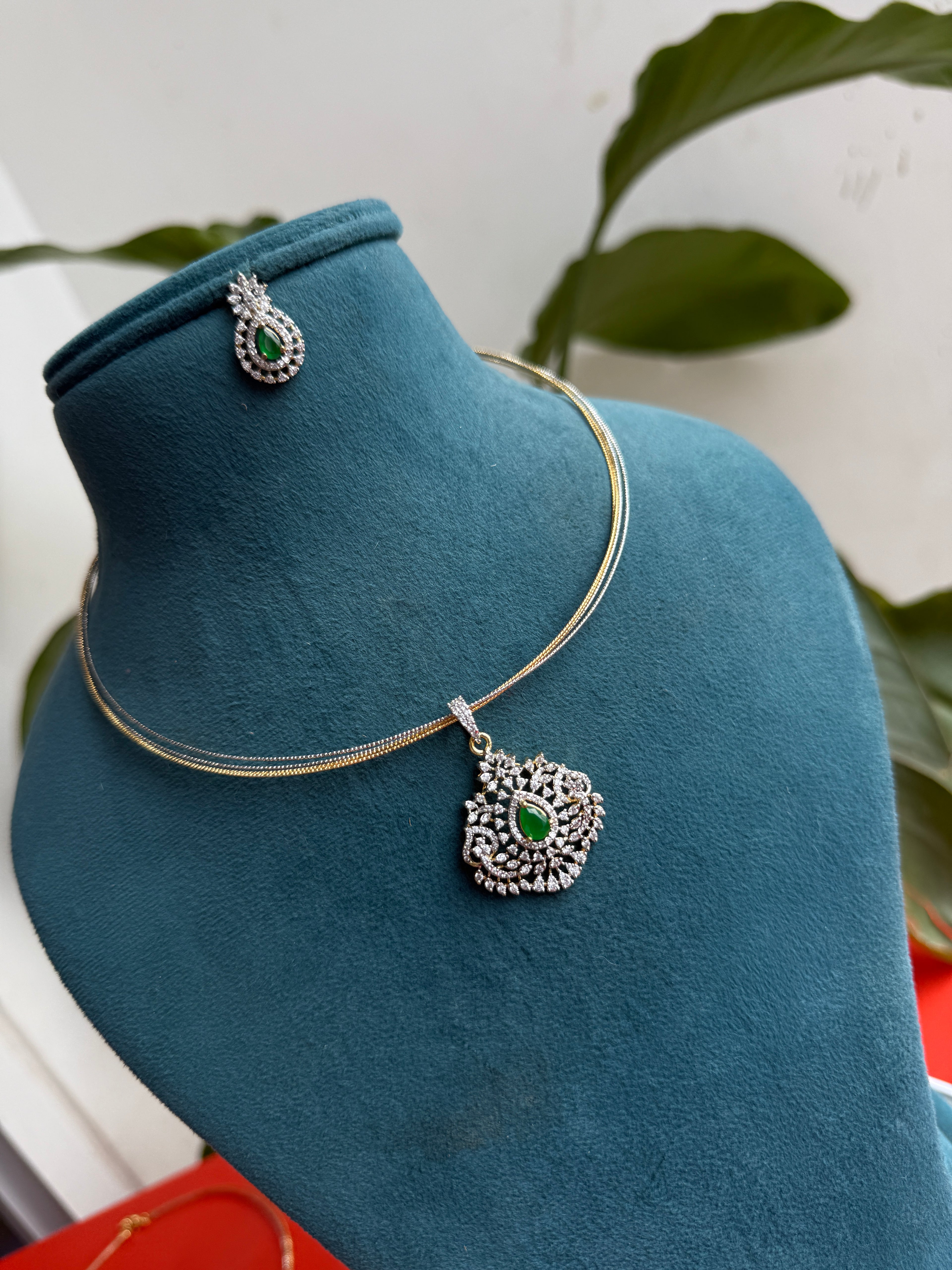 Hs003 gold silver hasli with diamond finish pendant