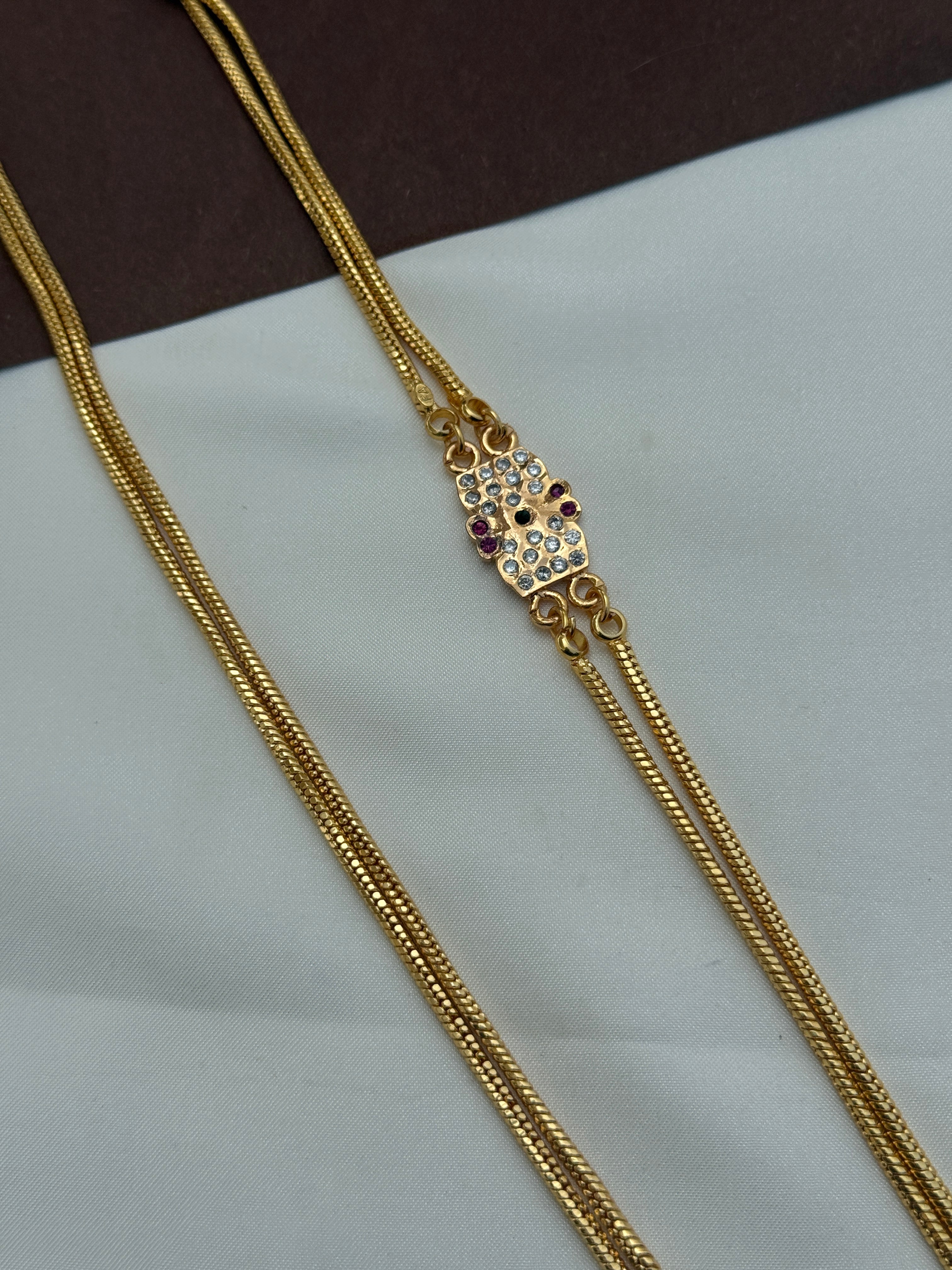 Ph309 panchaloham 2 lines mangalsuthra or chandraharam with pendent
