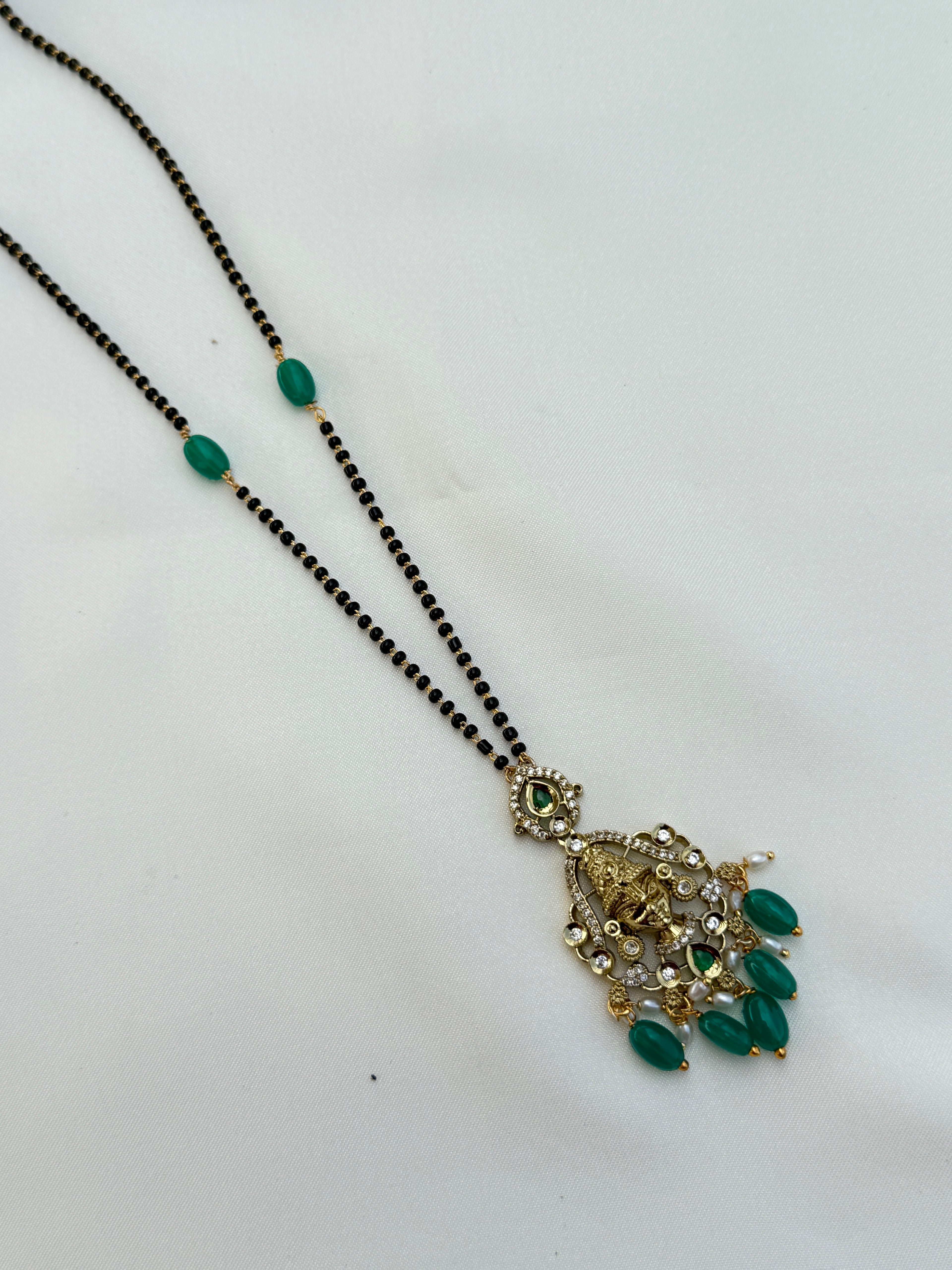 Bb029 single line green bead   lord Venkateshwara Swamy blackbeads