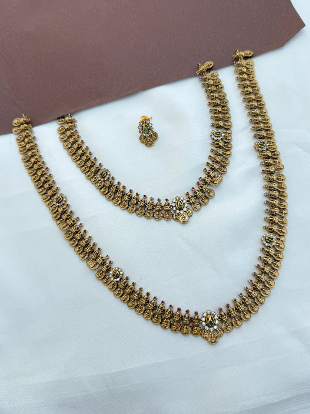 Bs260 Lakshmi devi kasulaperu long haram and short neckset