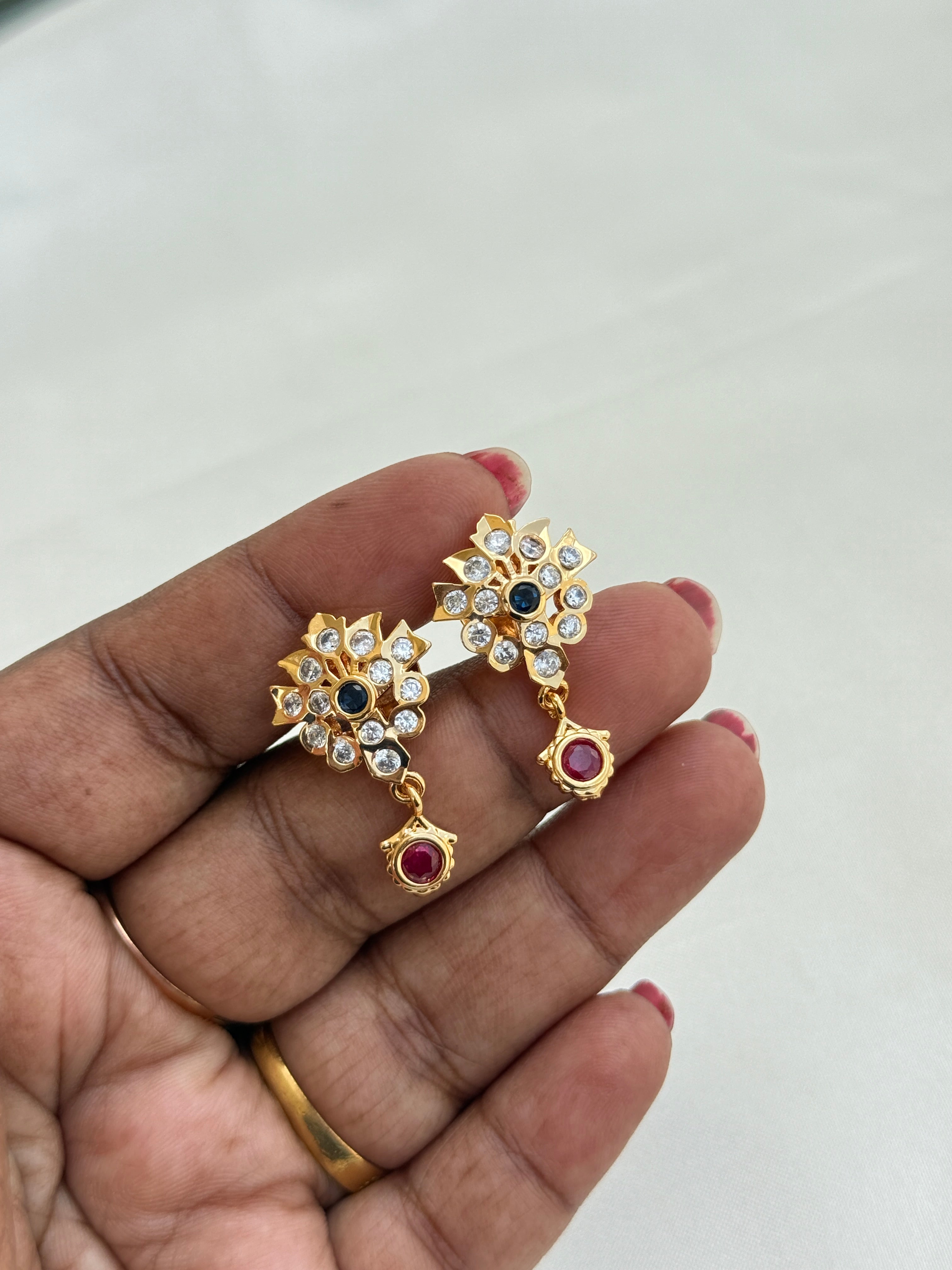 Panchaloham flower hanging back screw earrings ph803