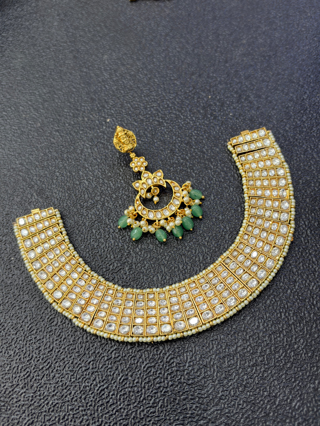 Ns4001 jadau kundan gold replica heavy neckset can be used in 19 ways