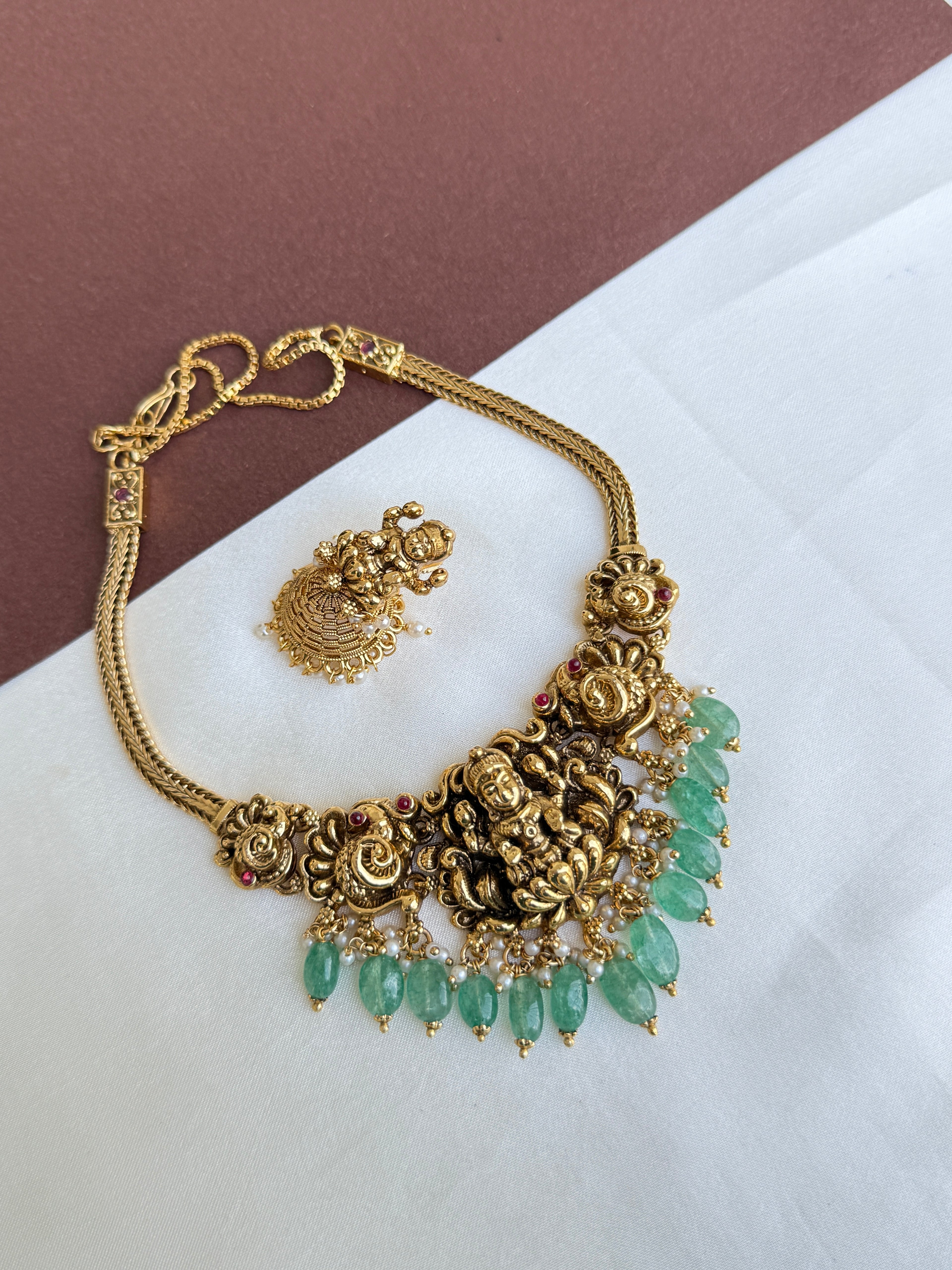 Ns406 3D nakshi lakshmi Devi neckset