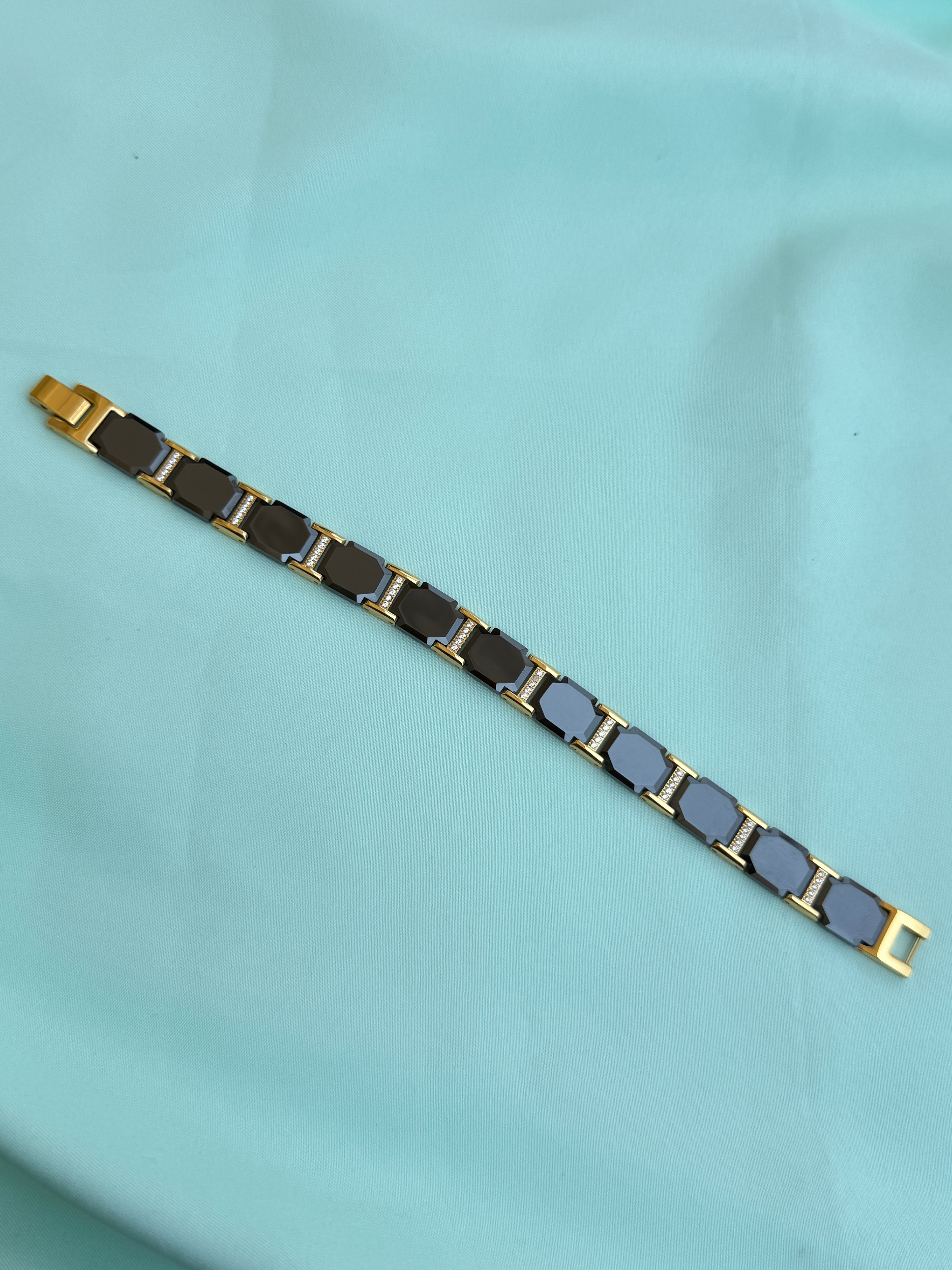 Mn030 anti tarnish men's ceramic black bracelet suits for 2.8 to 2.10 size