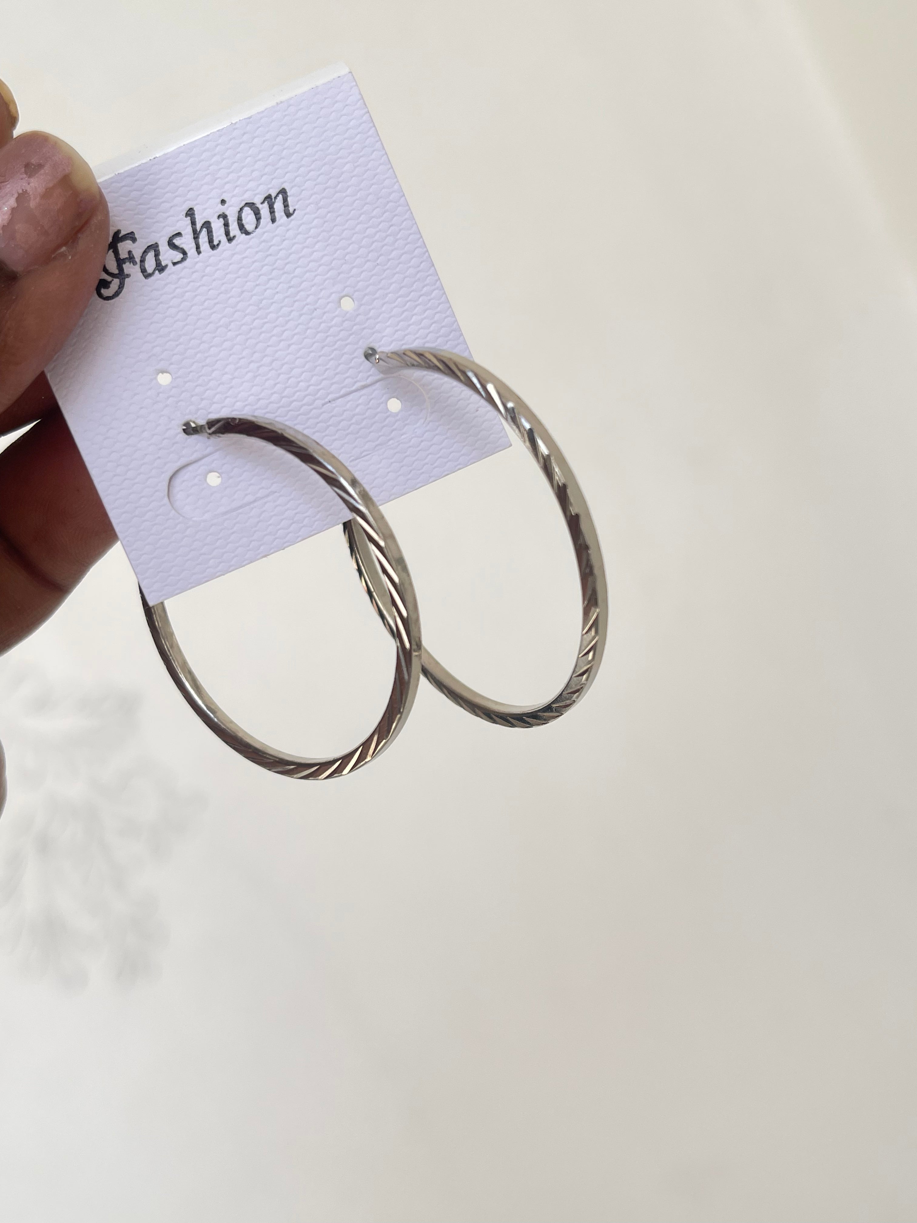Silver round hoops