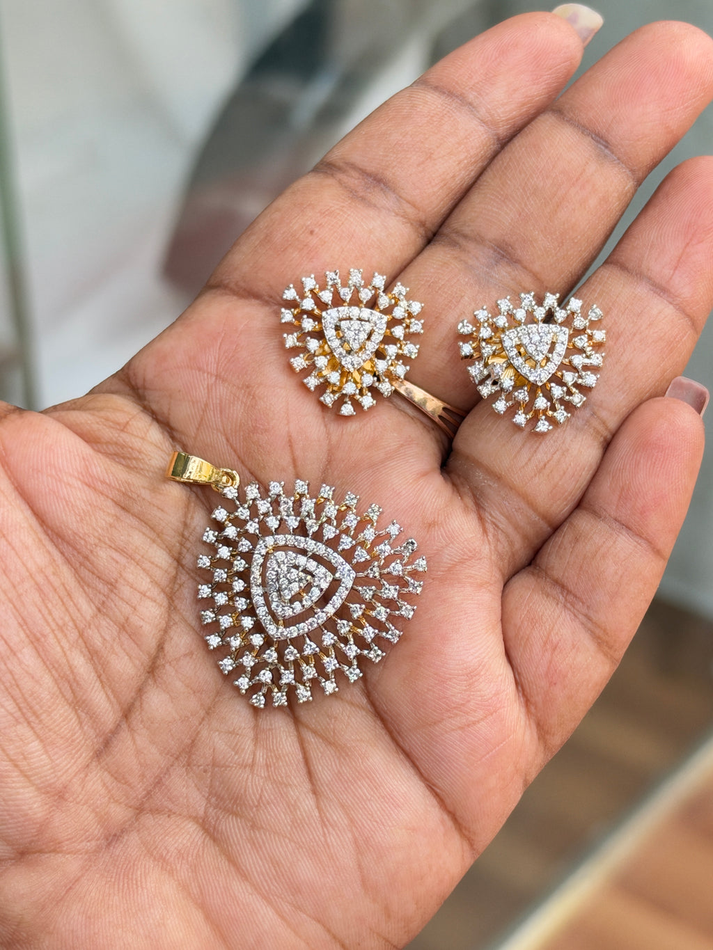 L058 diamond pendant with back push studs
