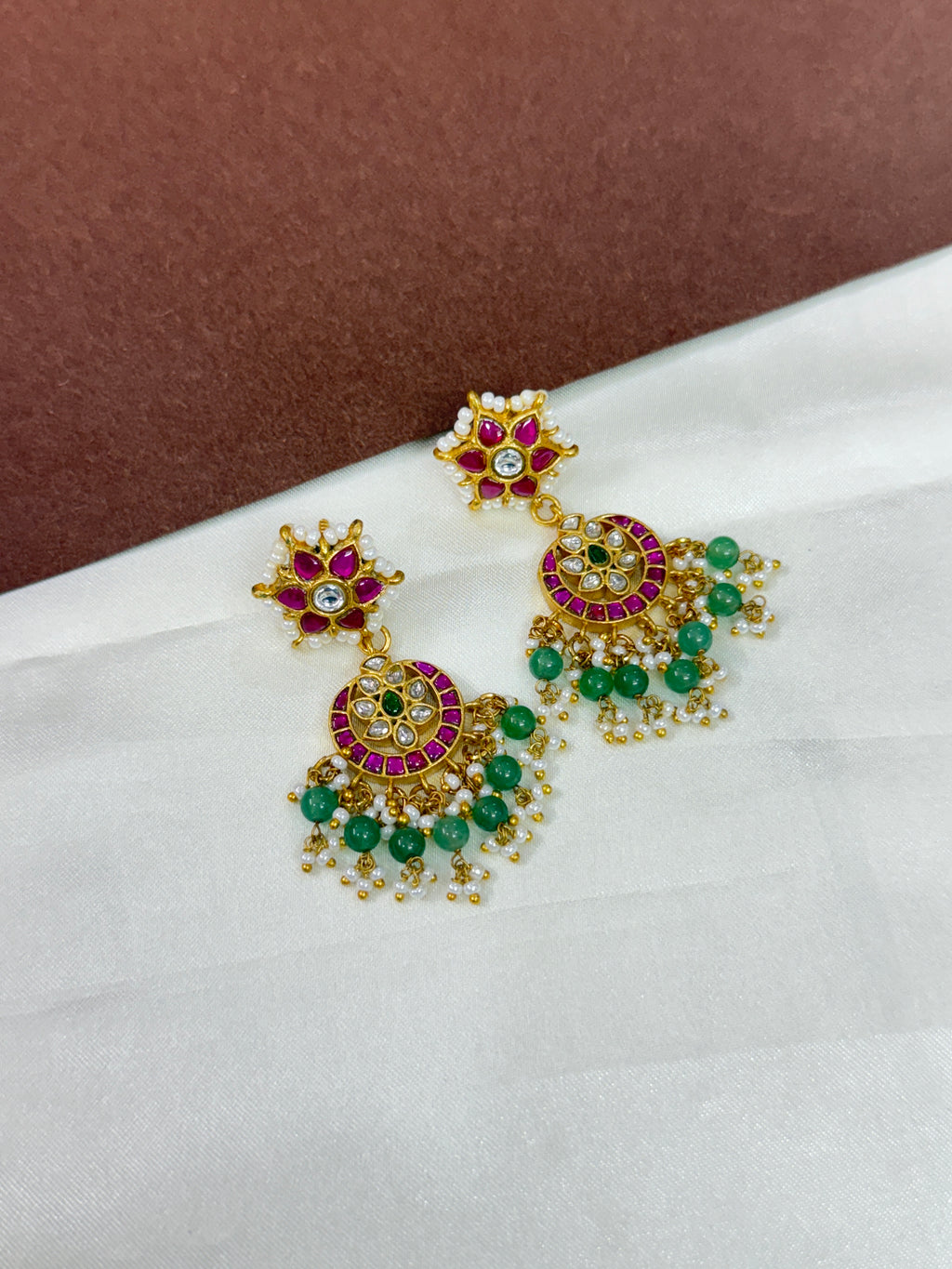 Er114 jadau Kundan chandbali earrings