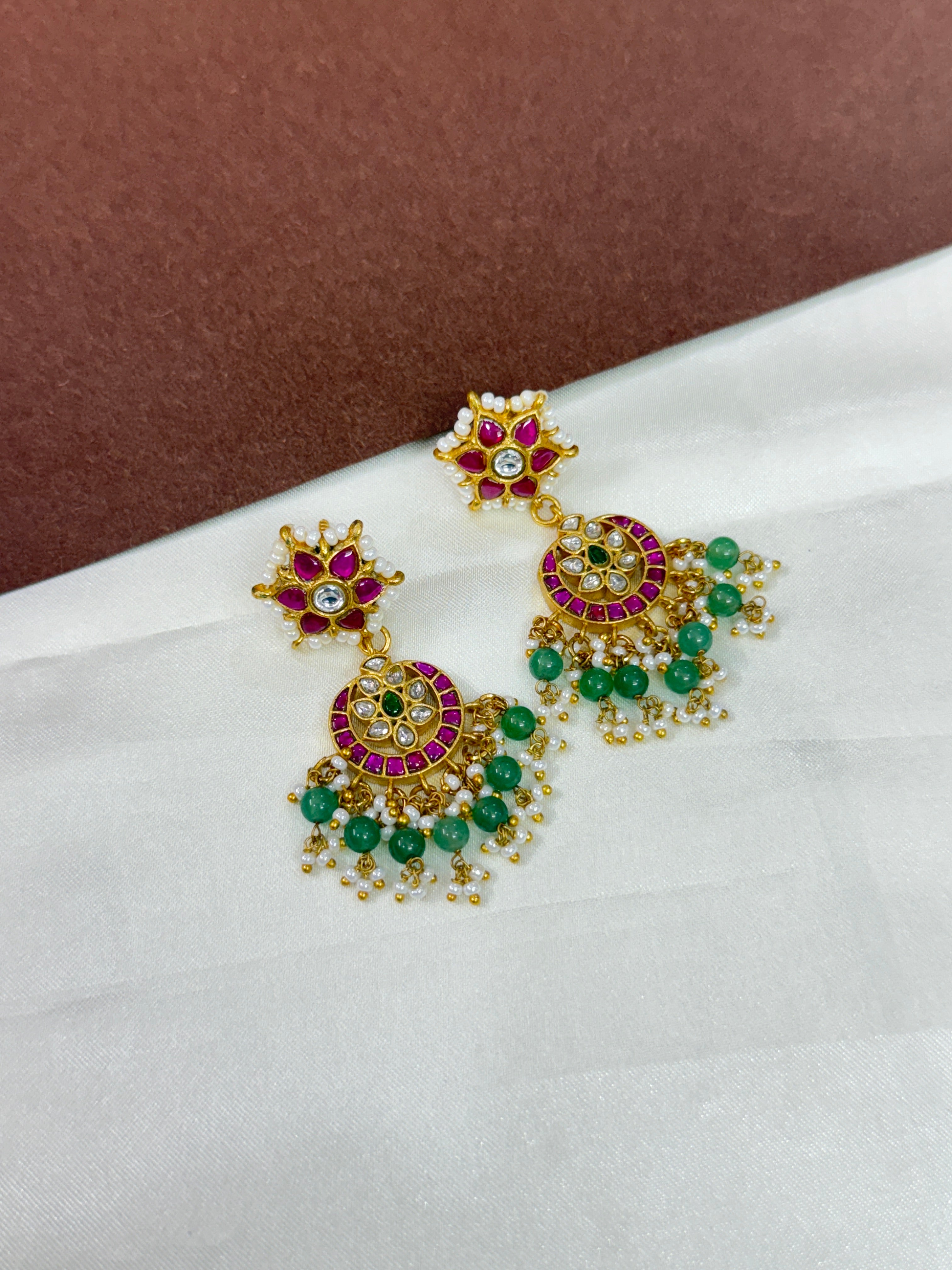 Er114 jadau Kundan chandbali earrings