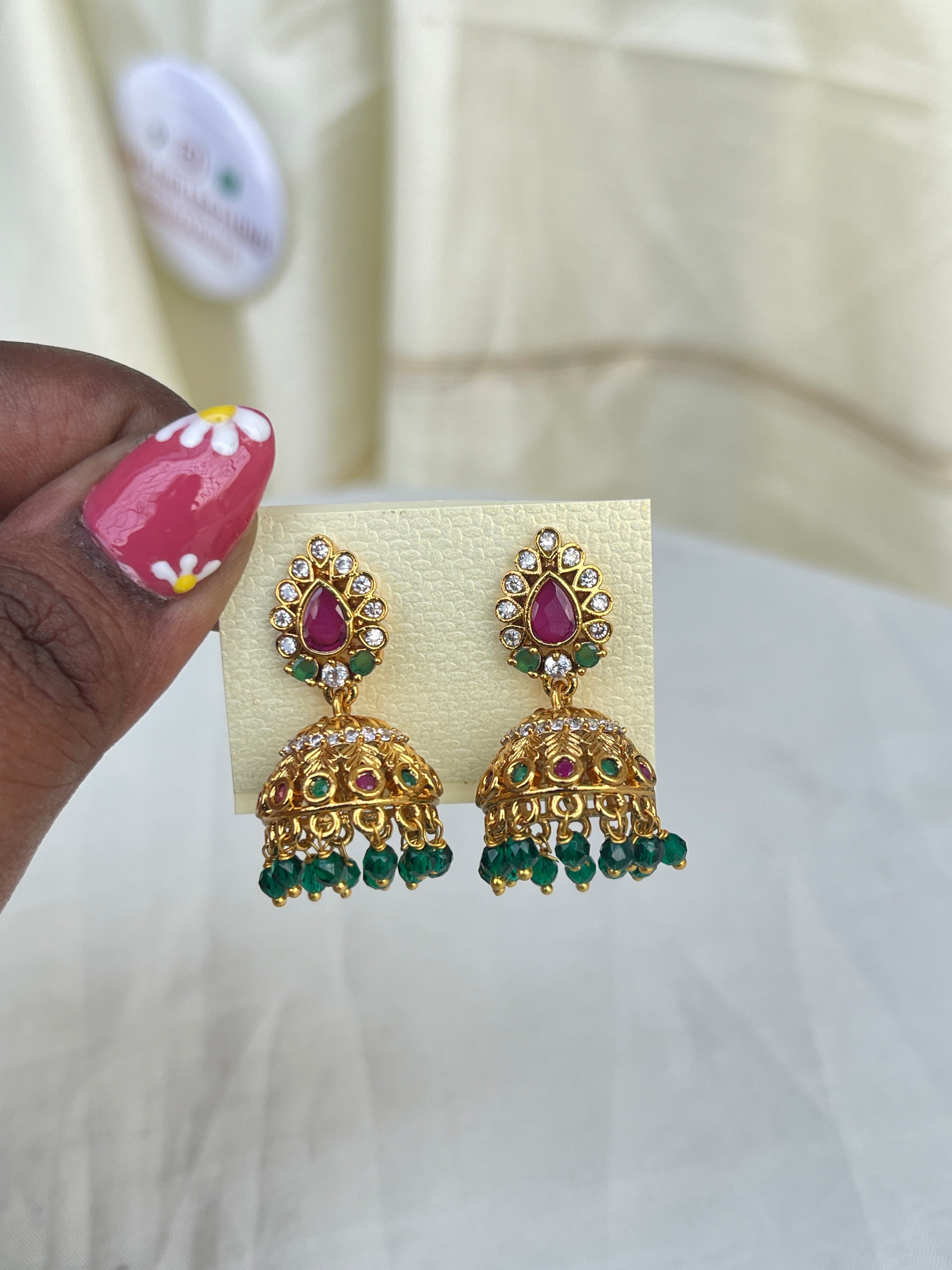 Multi pearl Traditional butta Earrings