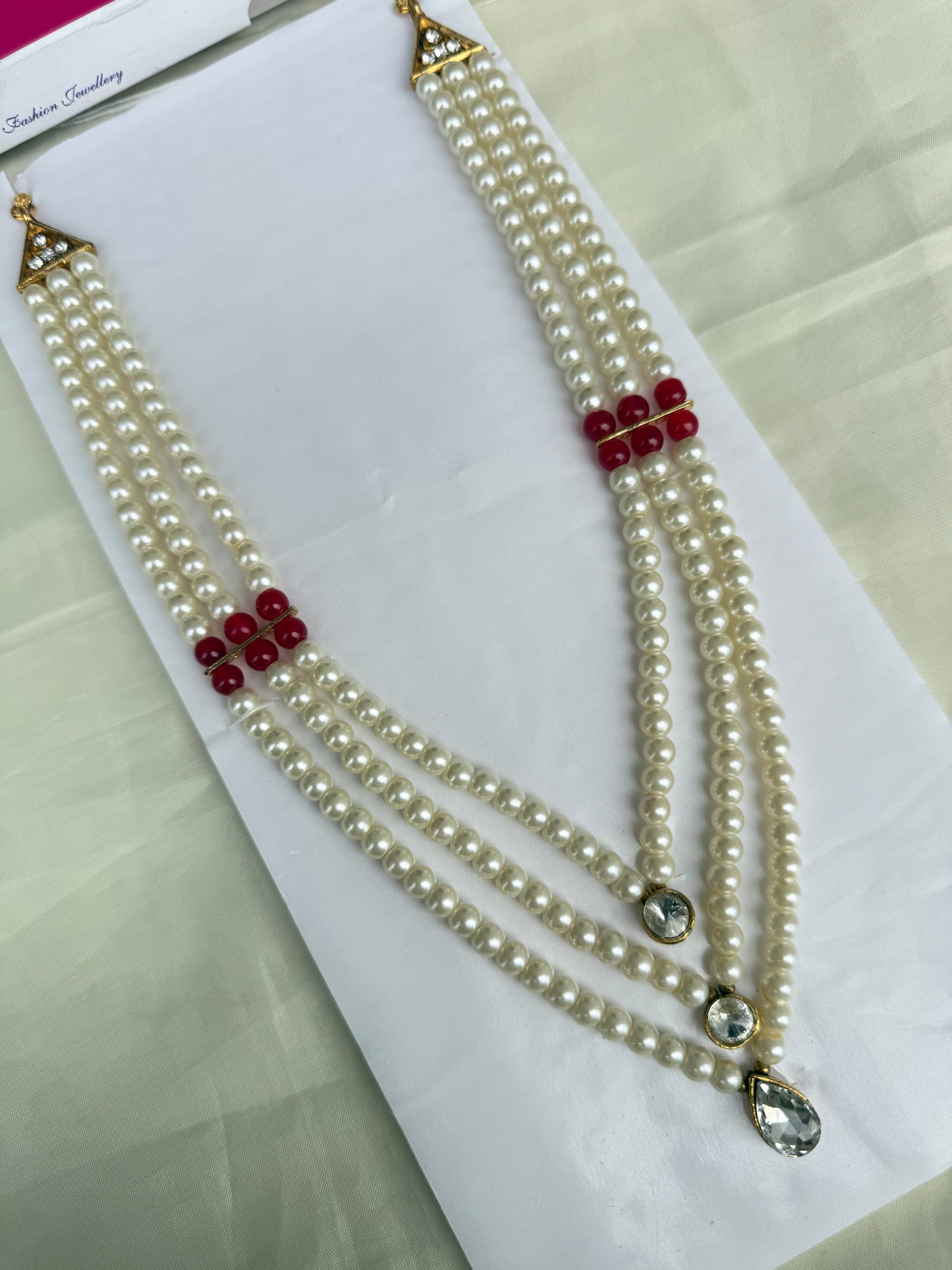 Bb236 3 layers long pearl chain