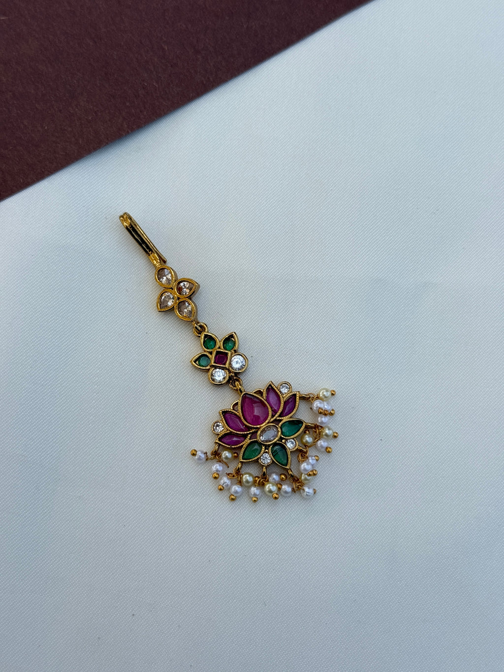 Tk713 jadau kundan lotus tikka