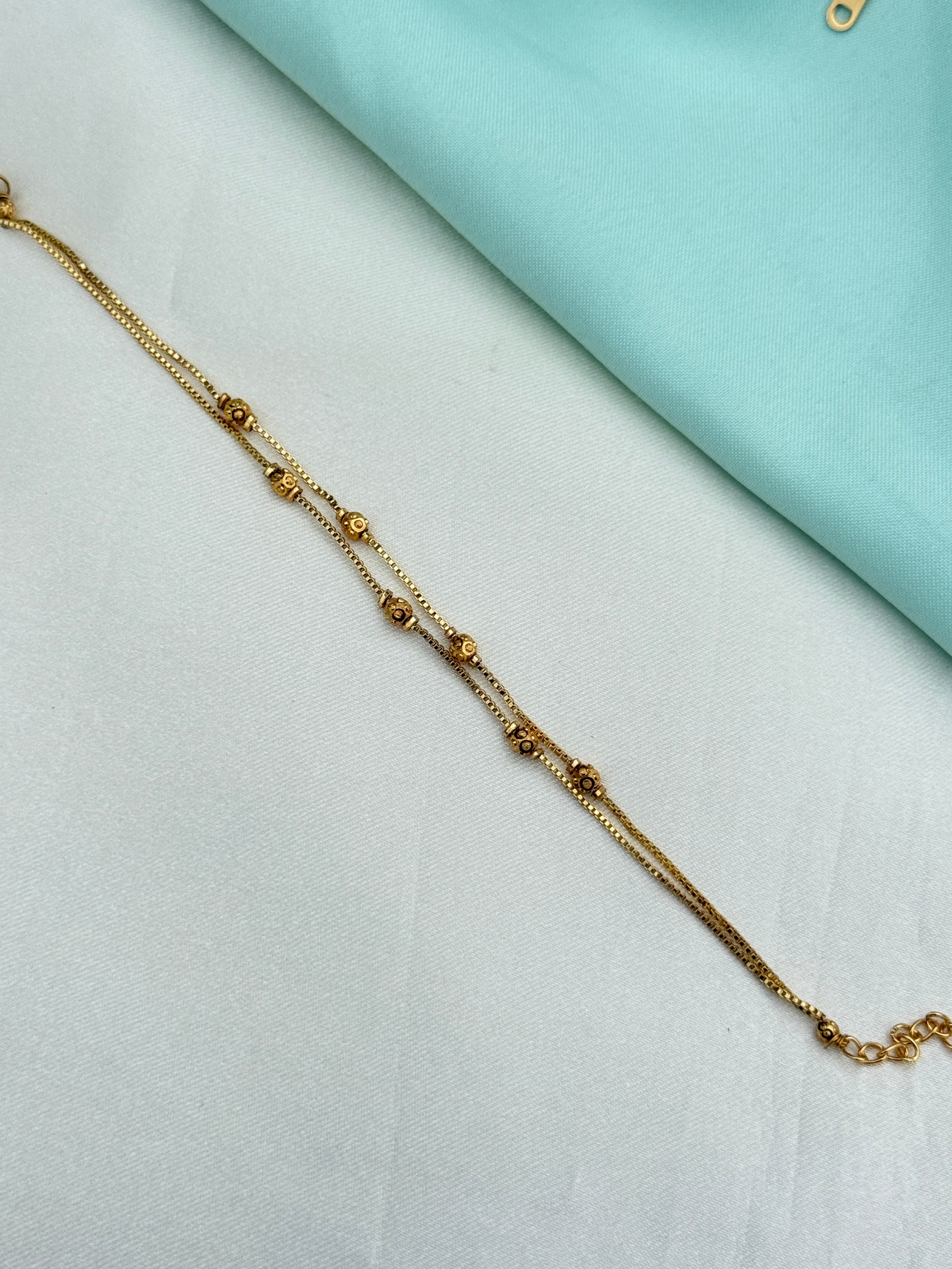 Ab612 micro gold black beads 7 inches 2:4 adjustable chain bracelet
