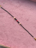 Br0013 black bead and pearls with coral bracelet 6.5inches