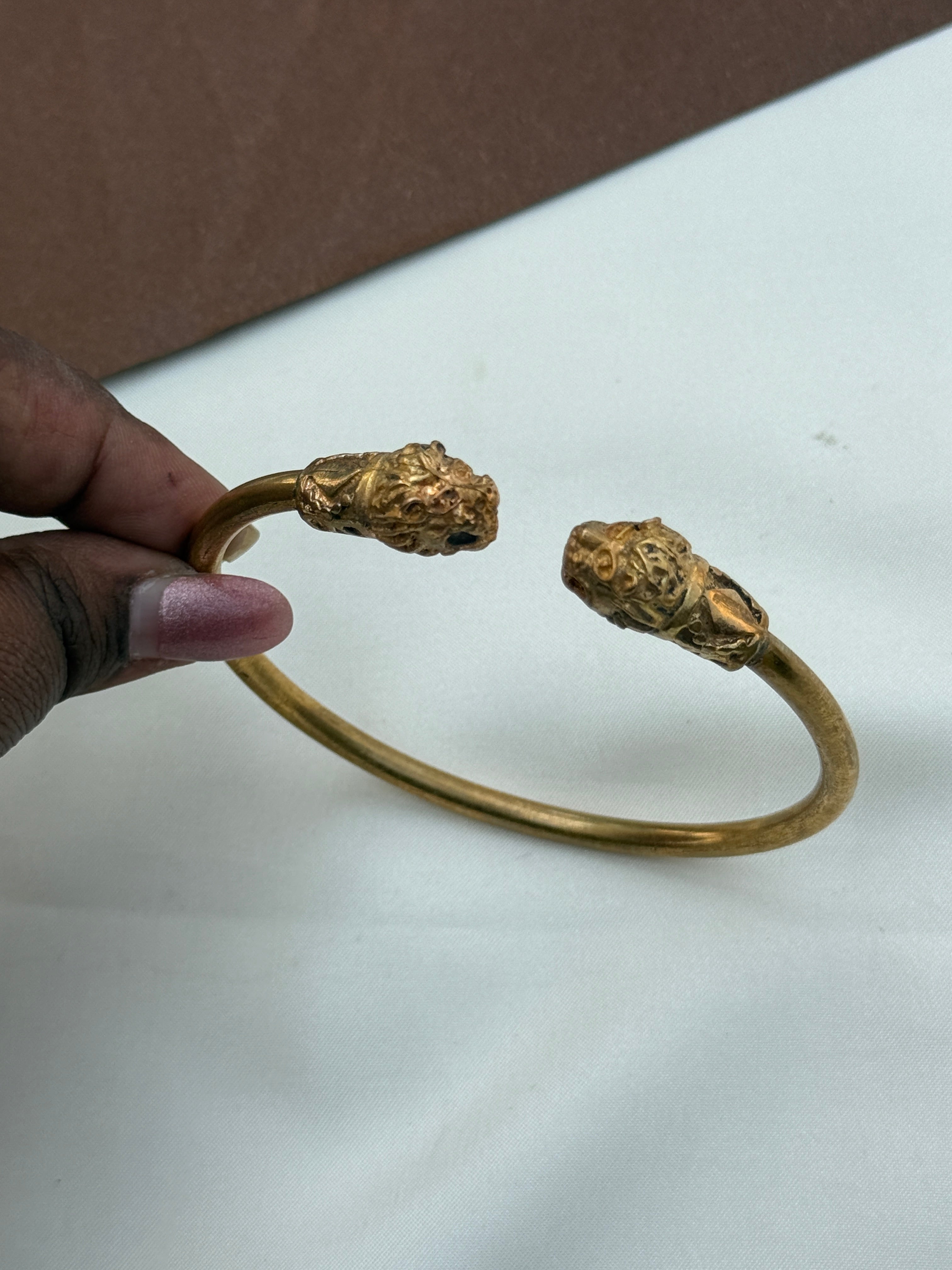 Ph305 panchaloham  unpolished lion kada with adjustable(2-14 size)