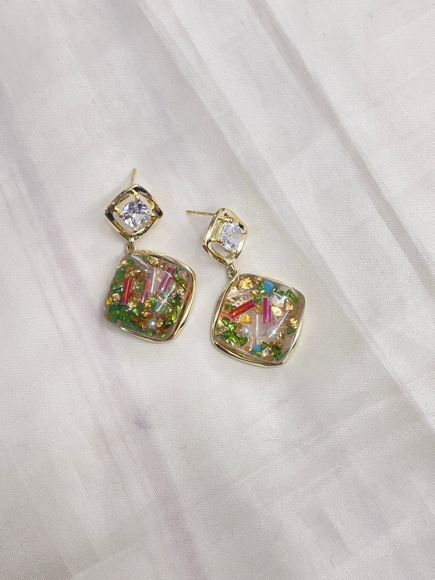 Glass green Western earrings