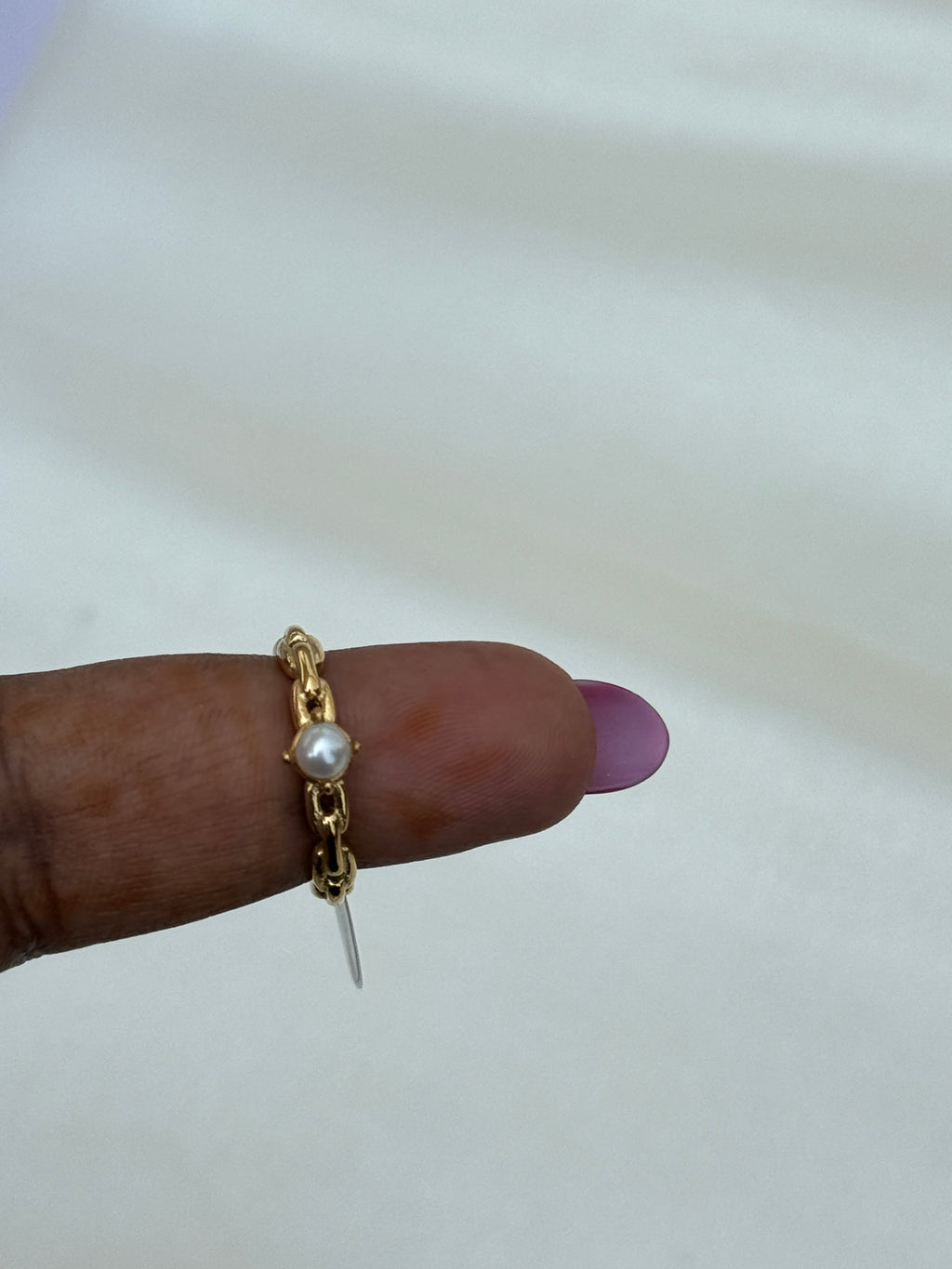 Rg065 anti tarnish pearl finger ring