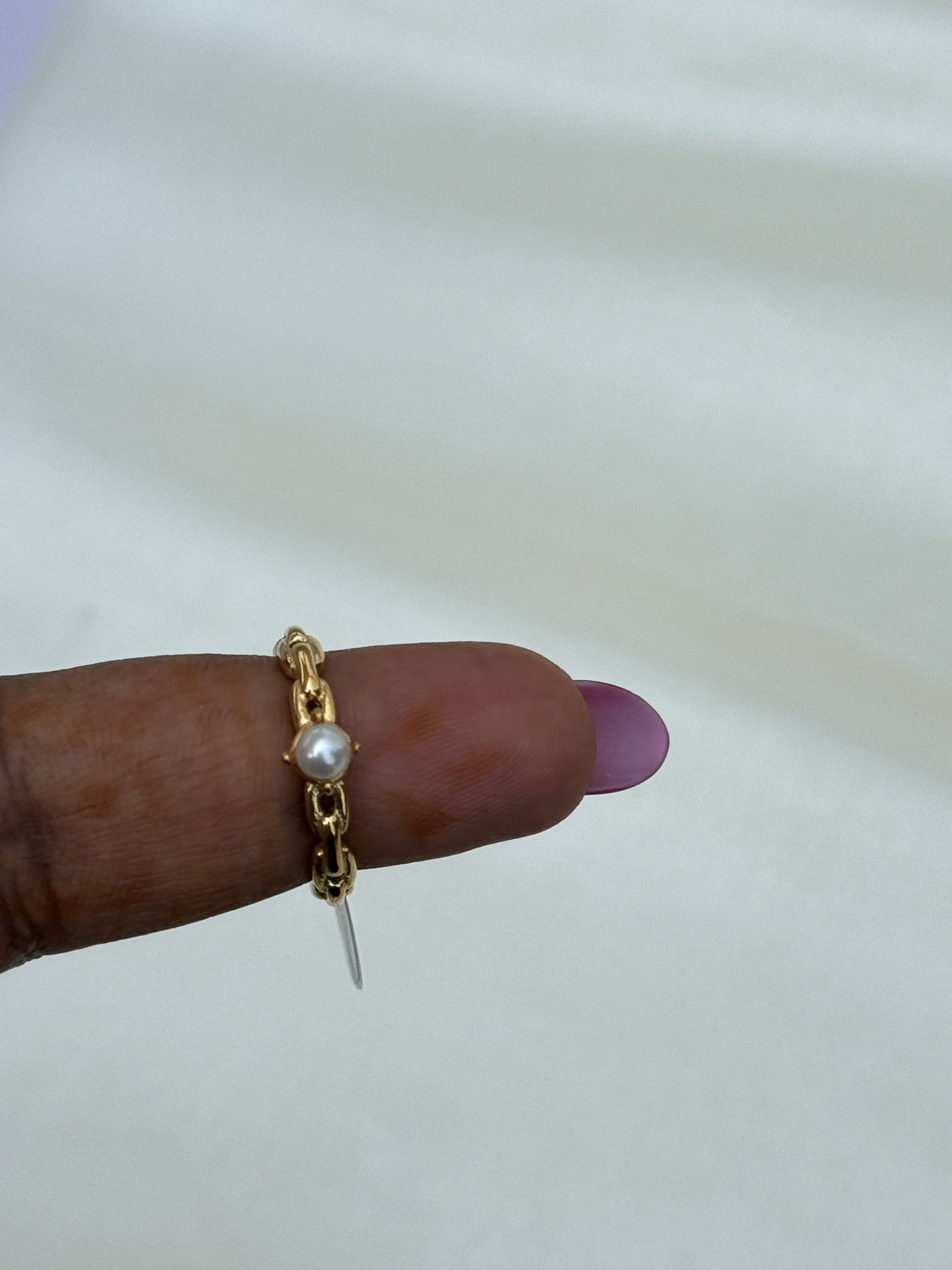 Rg065 anti tarnish pearl finger ring