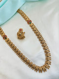 Peacock type Ruby long haram with Earrings Ns954