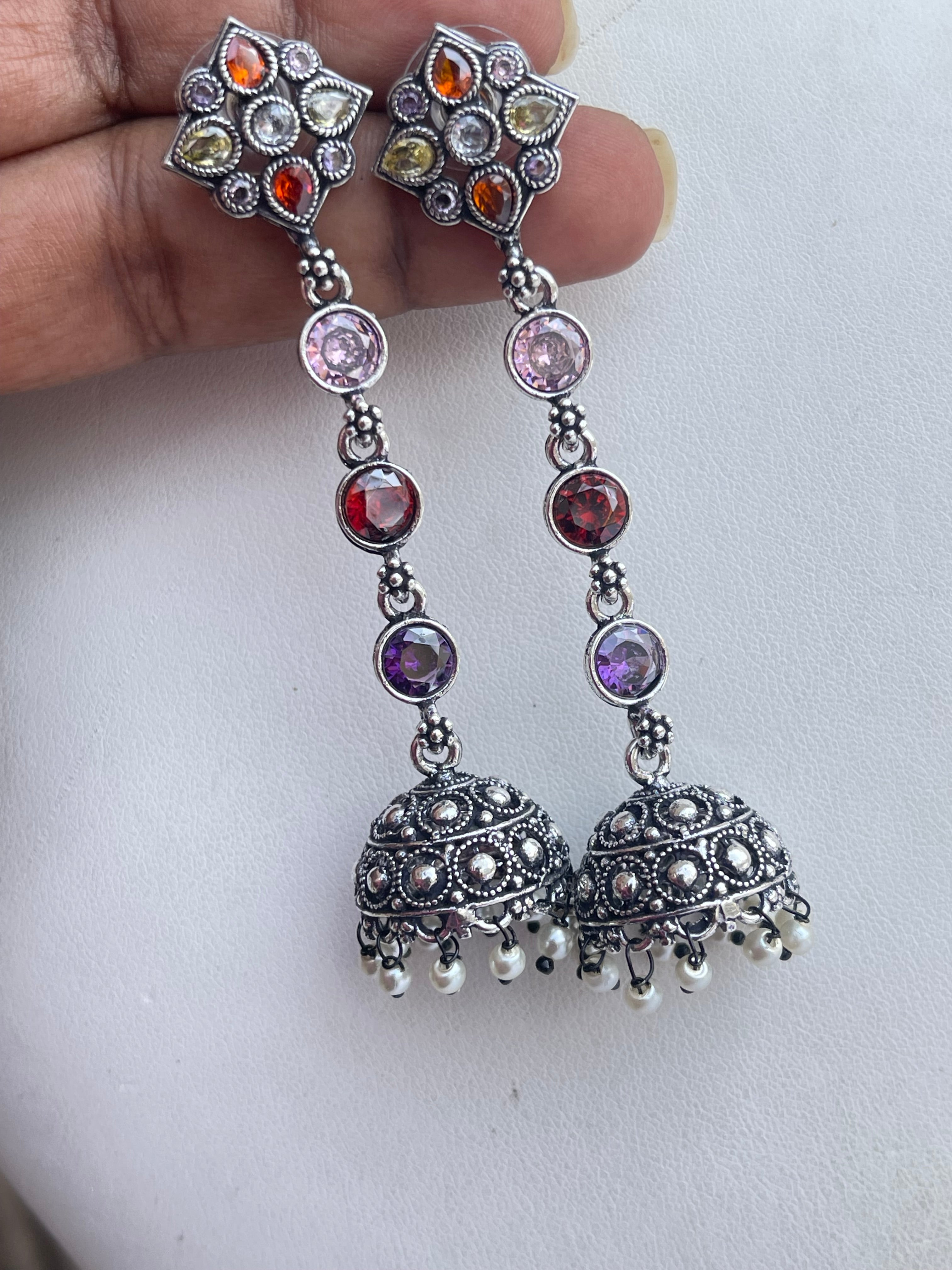 Big size hanging multi butta lightweight earrings