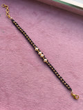 Br0014 Crystal black bead and gold balls with pearls