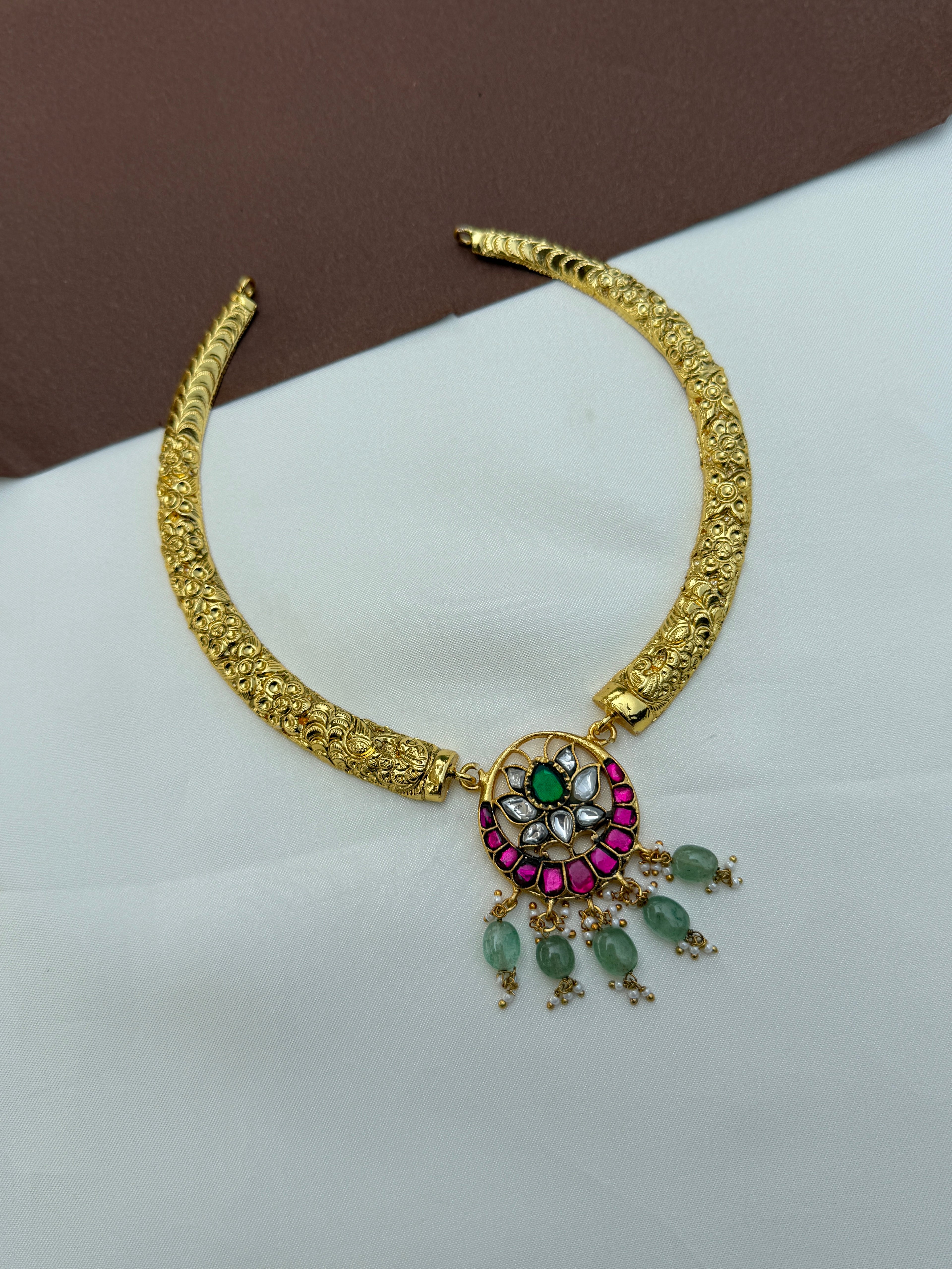 Ns614 jadau kundan kante neckset