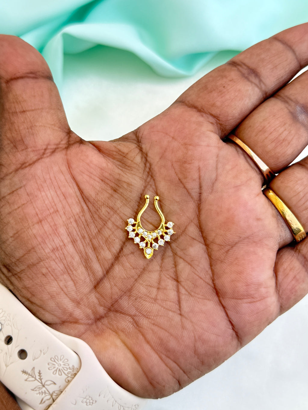 Np512 white stones septum nosepin