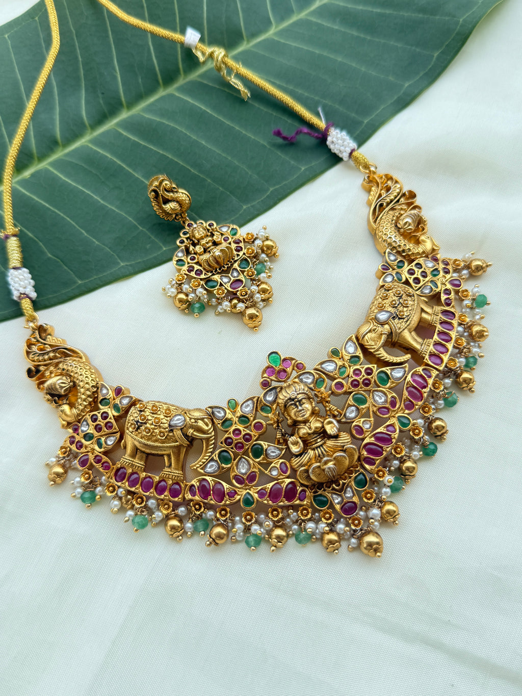 Ns254 Lakshmi Devi Kemp elephant neckset