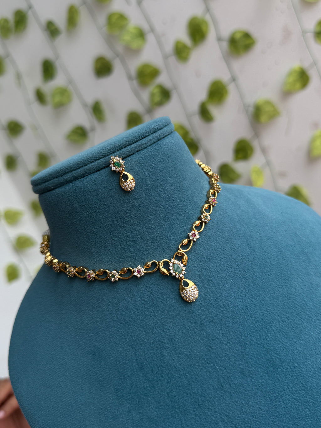 Ns870  flower design multi short neckset with earrings