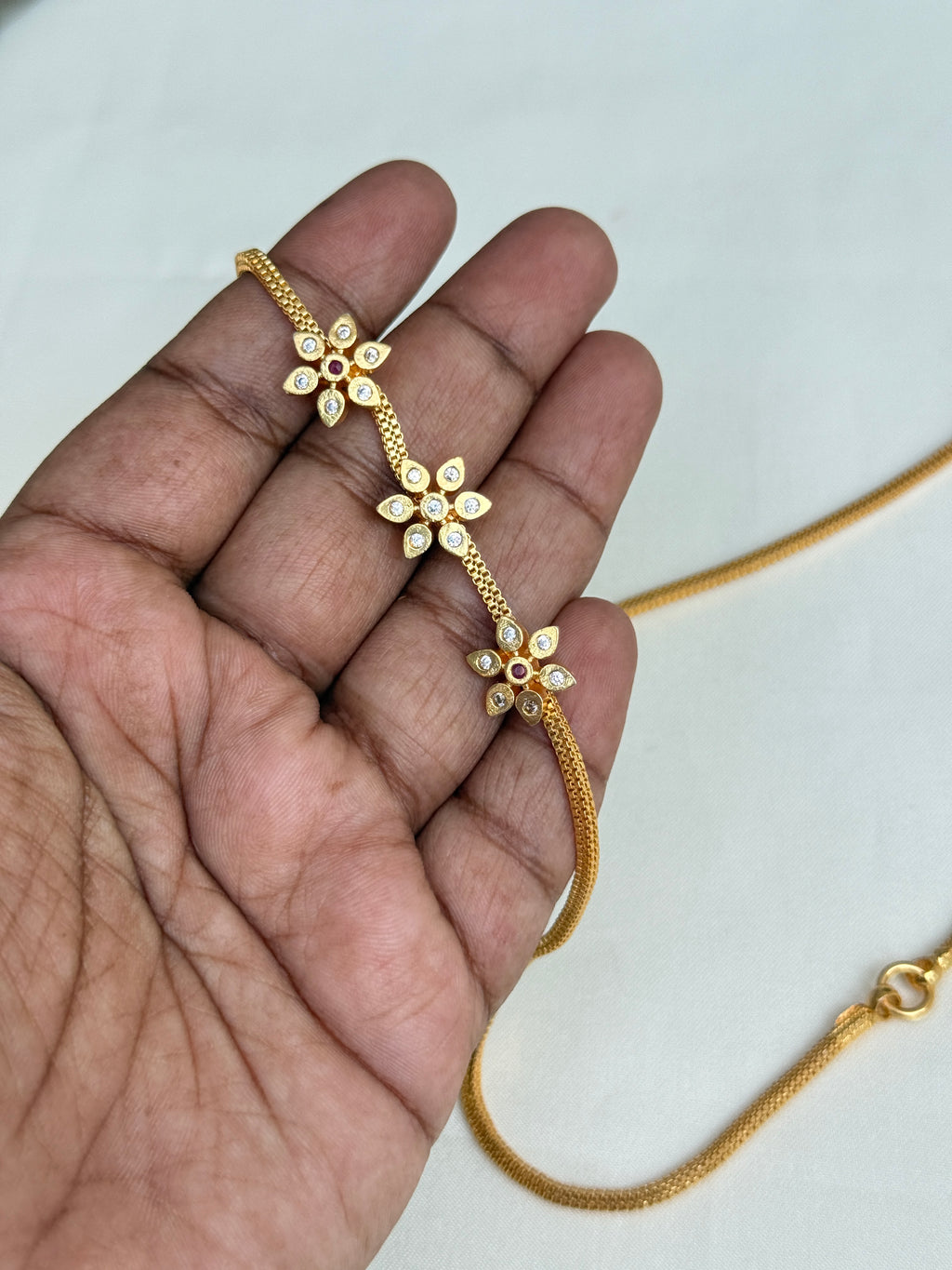 Tc022 24inches 3 flowers mangalsutra chain