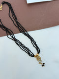 BB062 18 inches 4 lines gold ball Crystal Black Beads