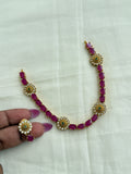 Ns273 pink stone flower necklace with earrings