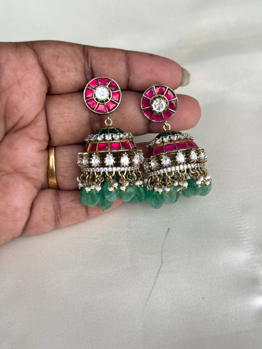 Er125 jadau Kundan moissanite butta Earrings