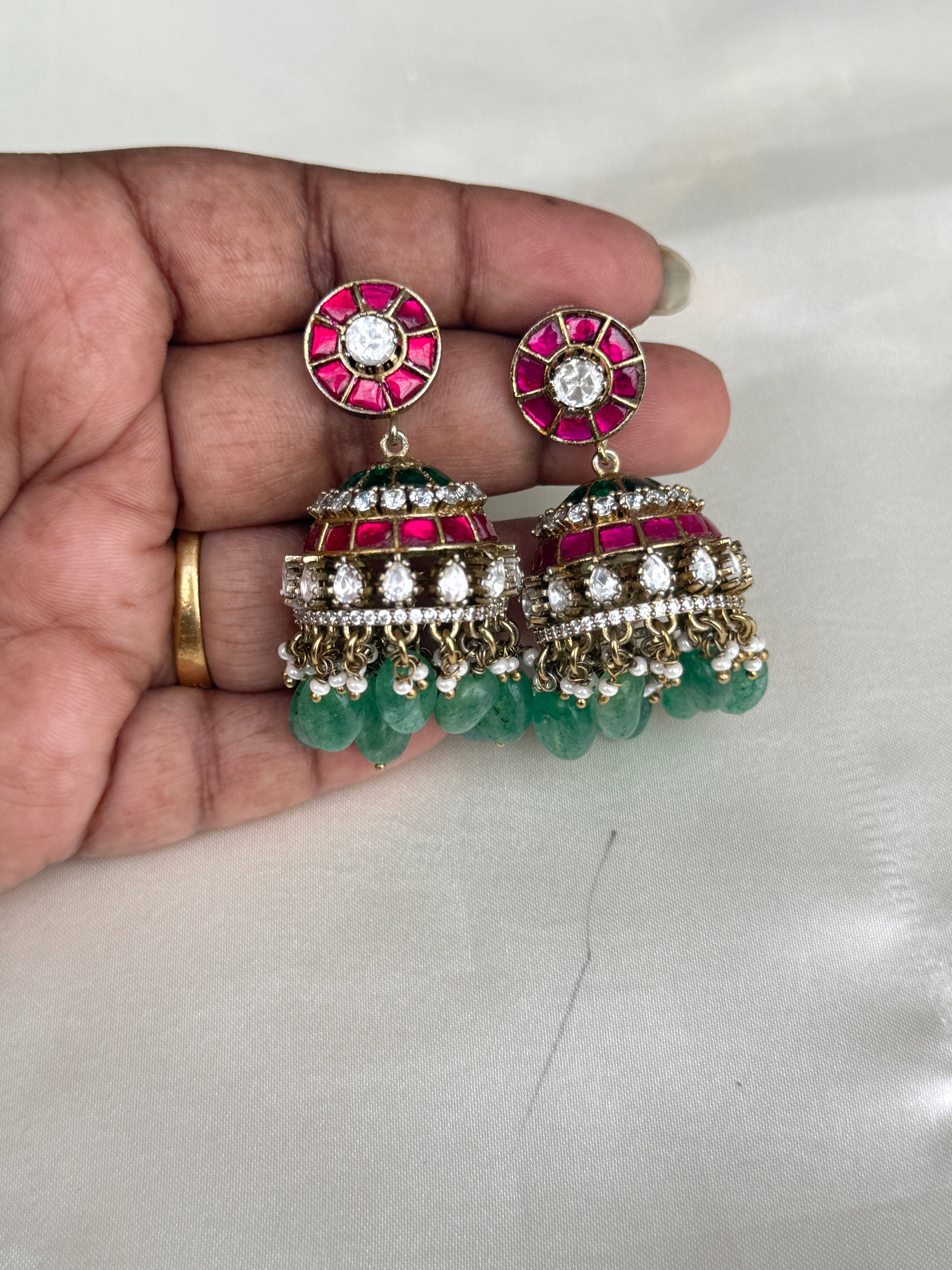 Er125 jadau Kundan moissanite butta Earrings