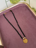 Crystal beads 2 layers with Panchaloham kasu pendant 16 inches black beads bb360