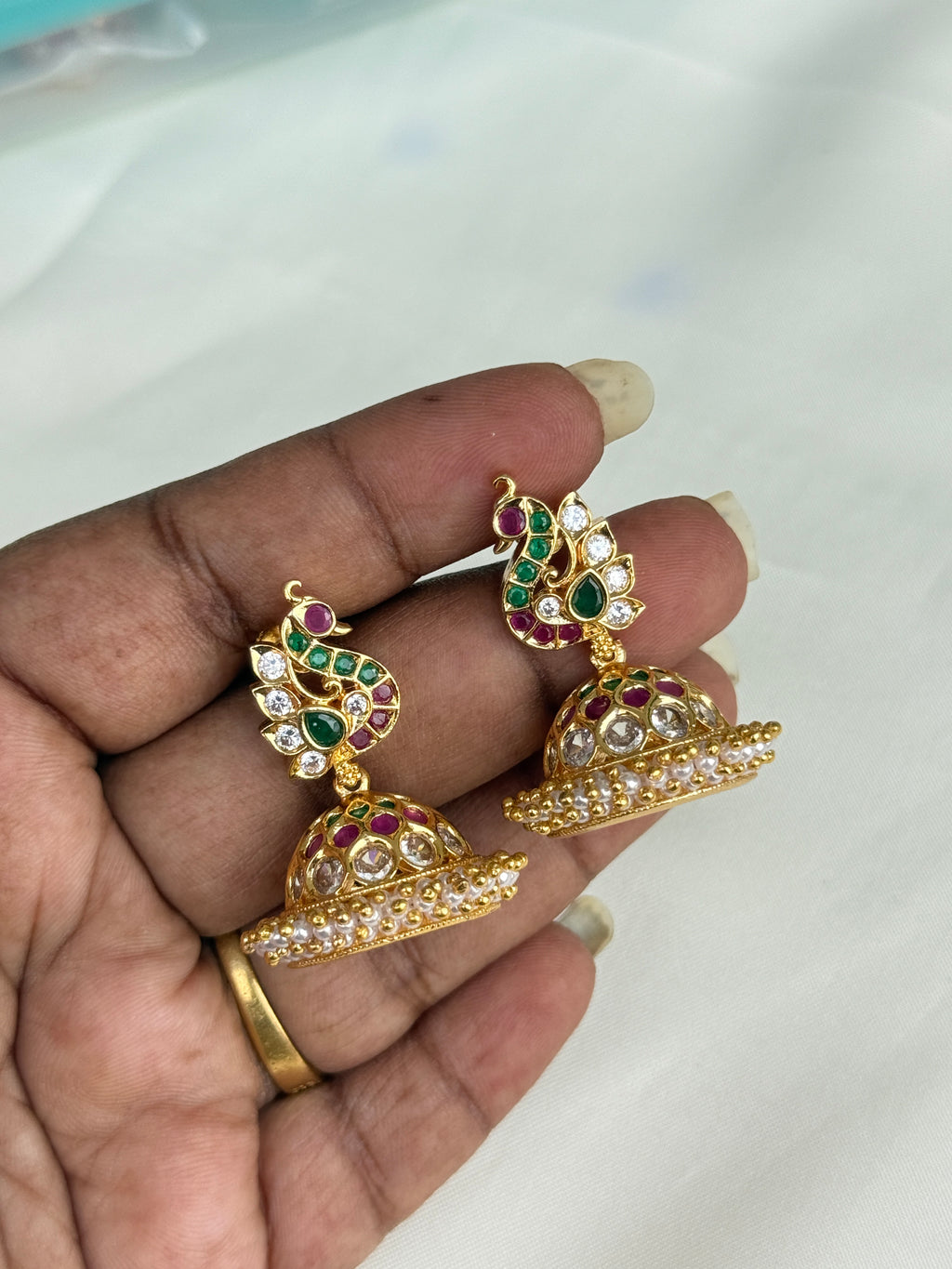 Ph090 peacock panchaloham butta Earrings