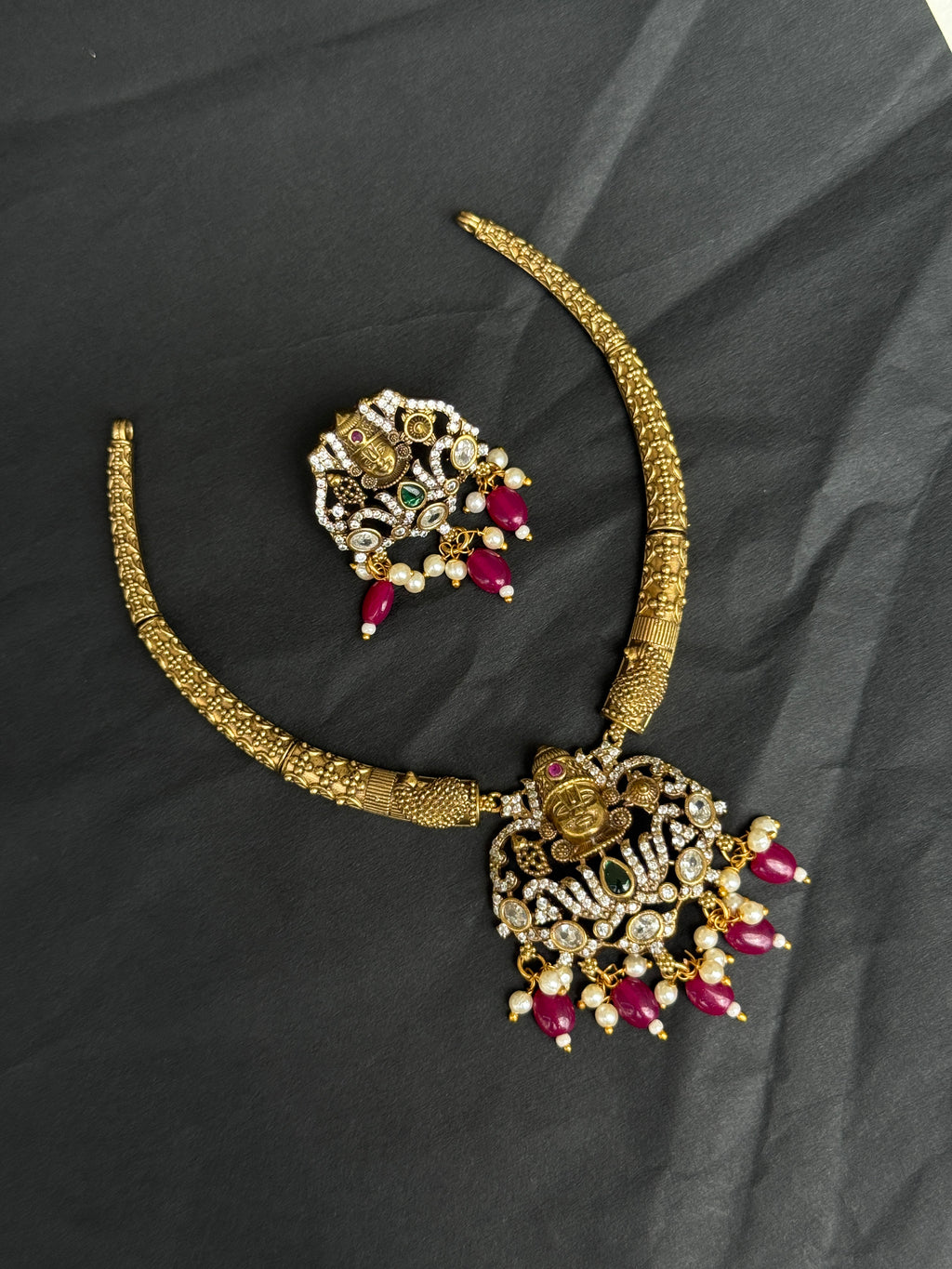 NS427 Lord Venkateshwara Kante Neckset with earrings