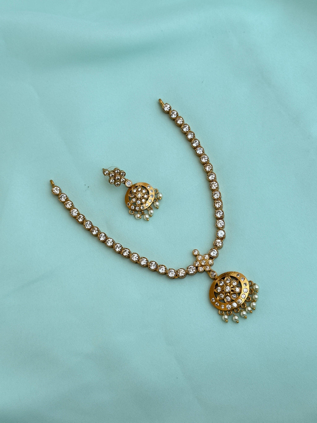 Ns818 stone flower small necklace with earrings