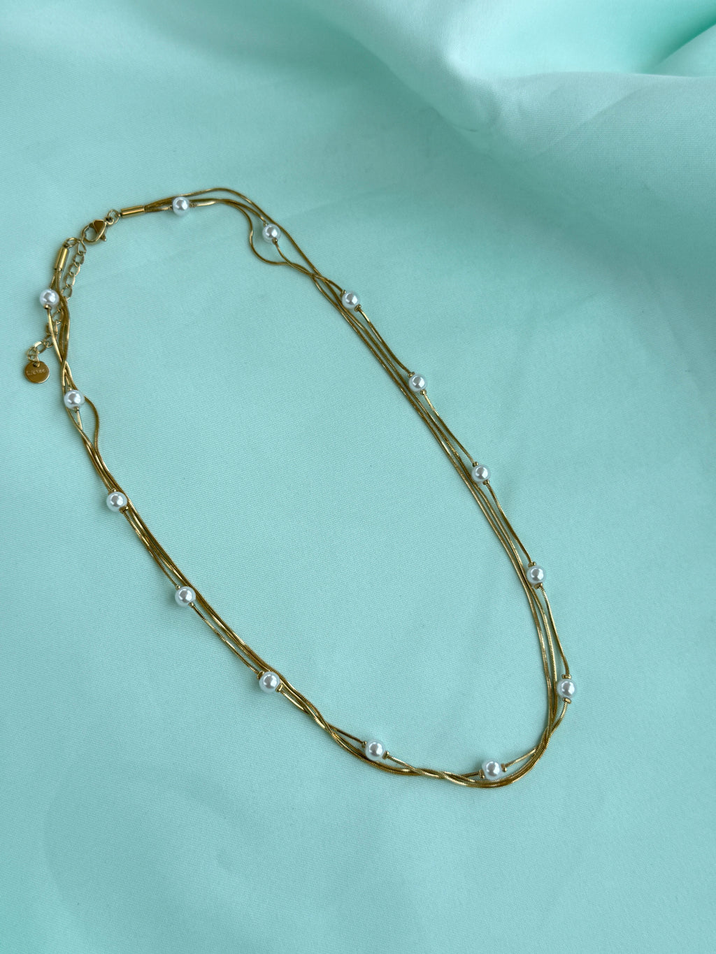 Dc064 anti tarnish pearl 3 layer's 18inches adjustable daily wear chains