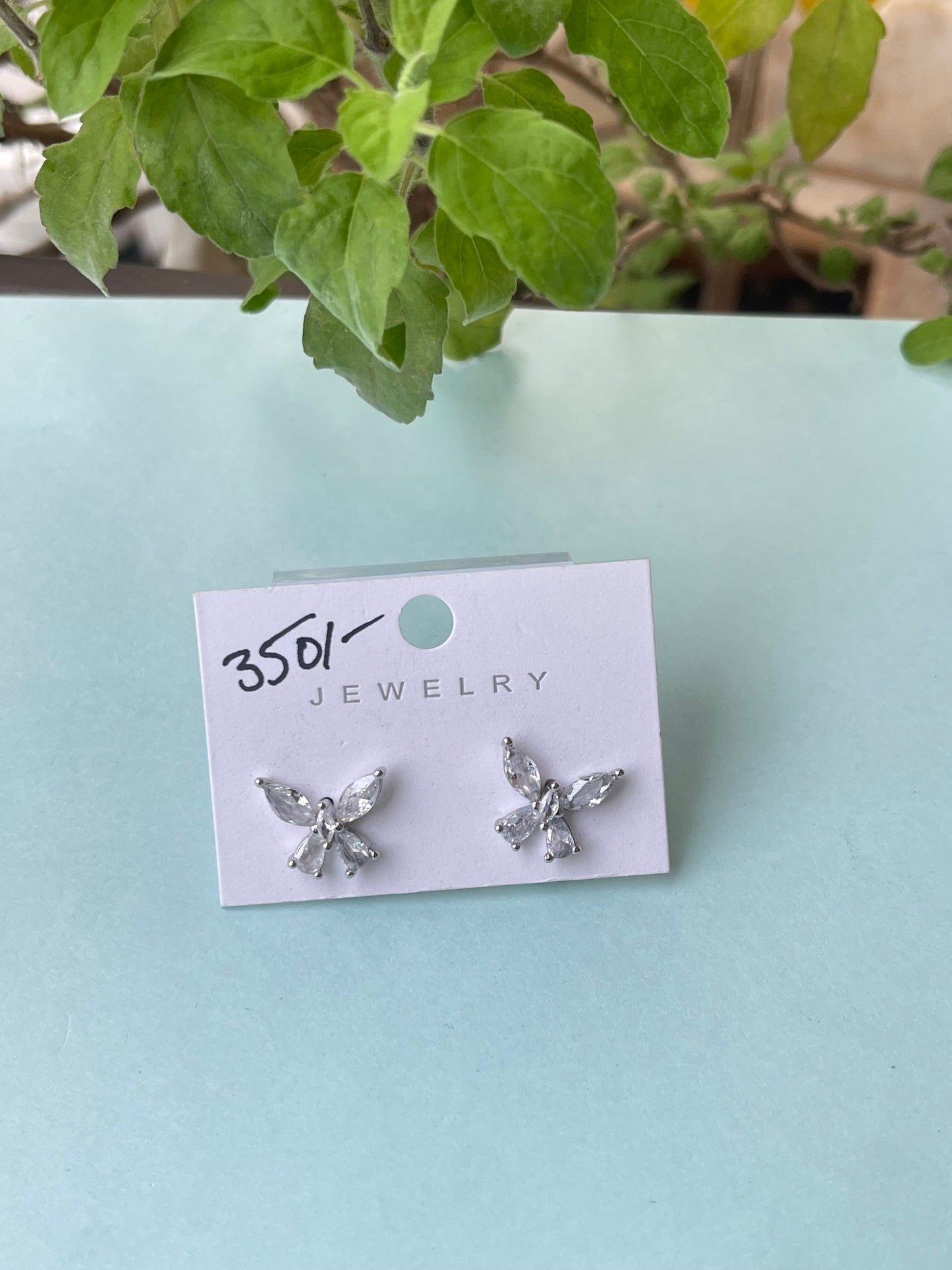 5 stone small butterfly silver studs