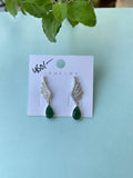 Silver earrings with stone hanging