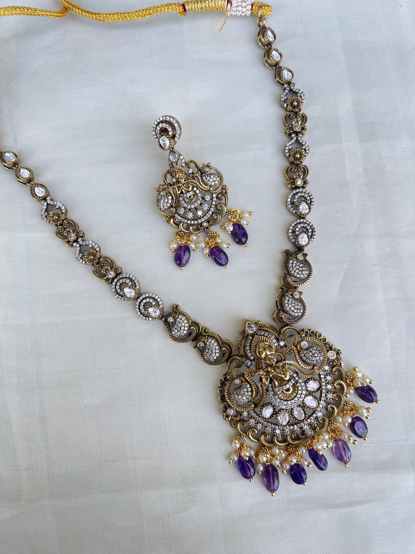 Ns1517 lord Krishna Victorian purple neckset