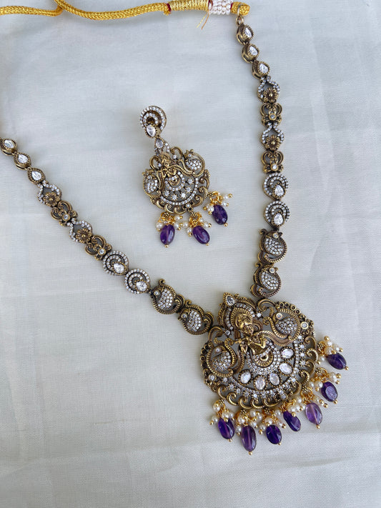 Ns1517 lord Krishna Victorian purple neckset