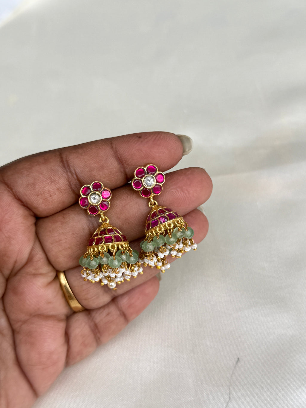 Er119 flower jadau Kundan butta Earrings