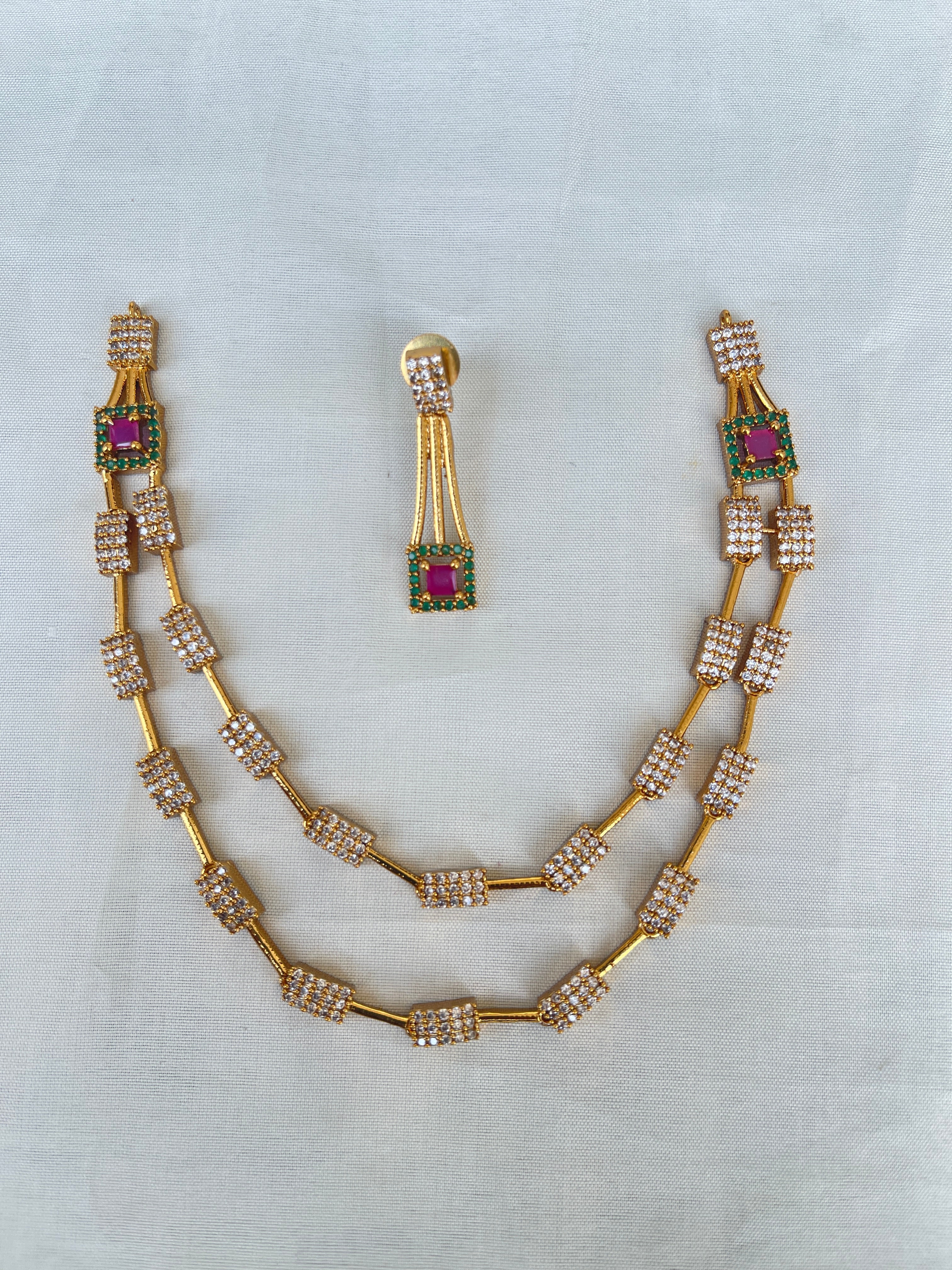 2 layers short cz neckset