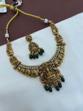 NS730 lakshmidevi kemp Neckset with green beads