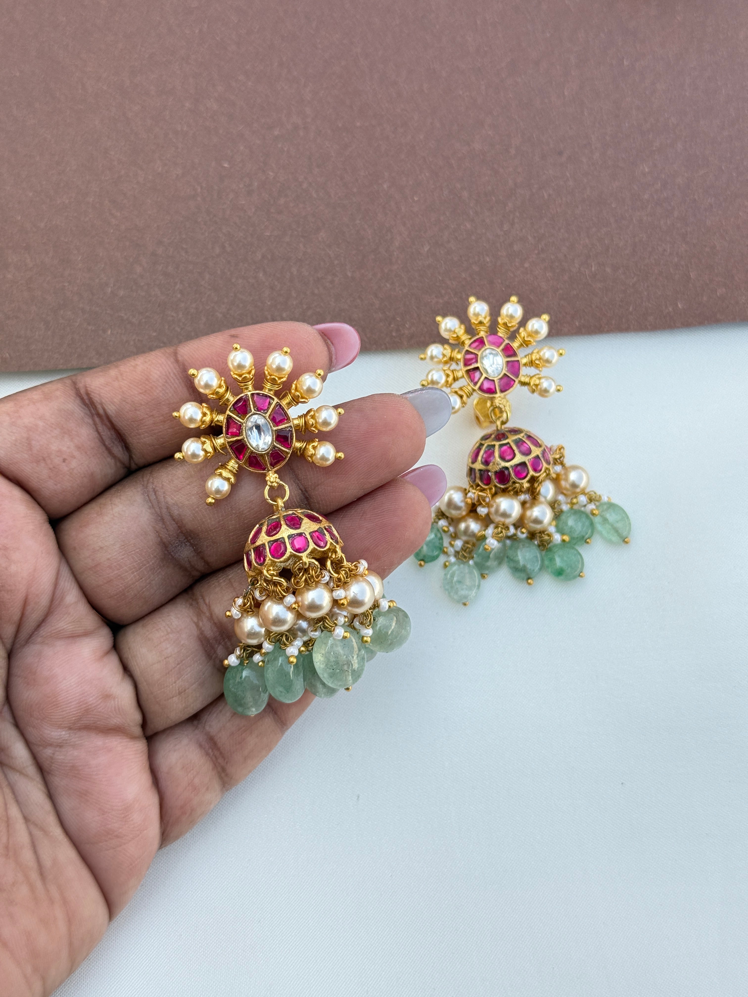 Er154 jadau kundan butta earrings