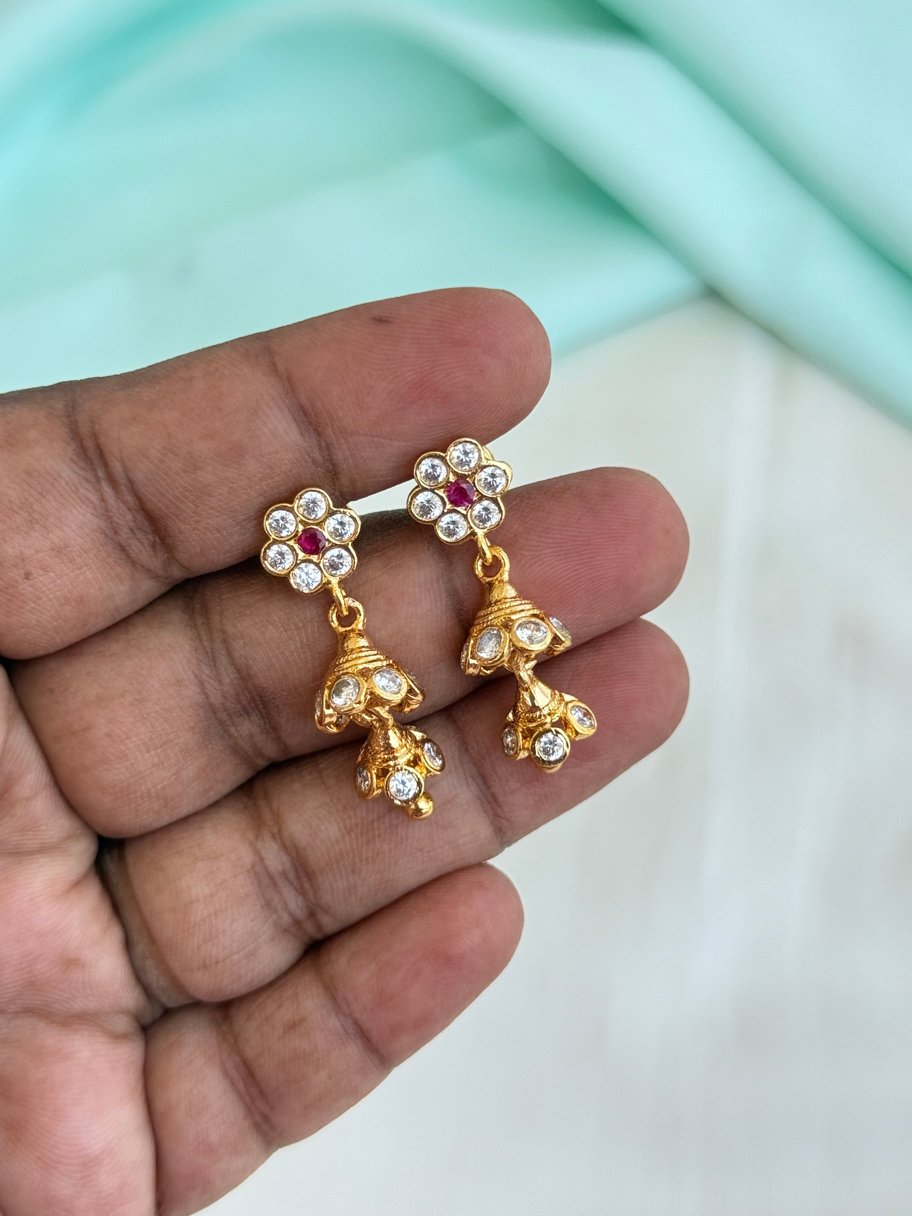 Ph510 pancham double butta back screw earrings