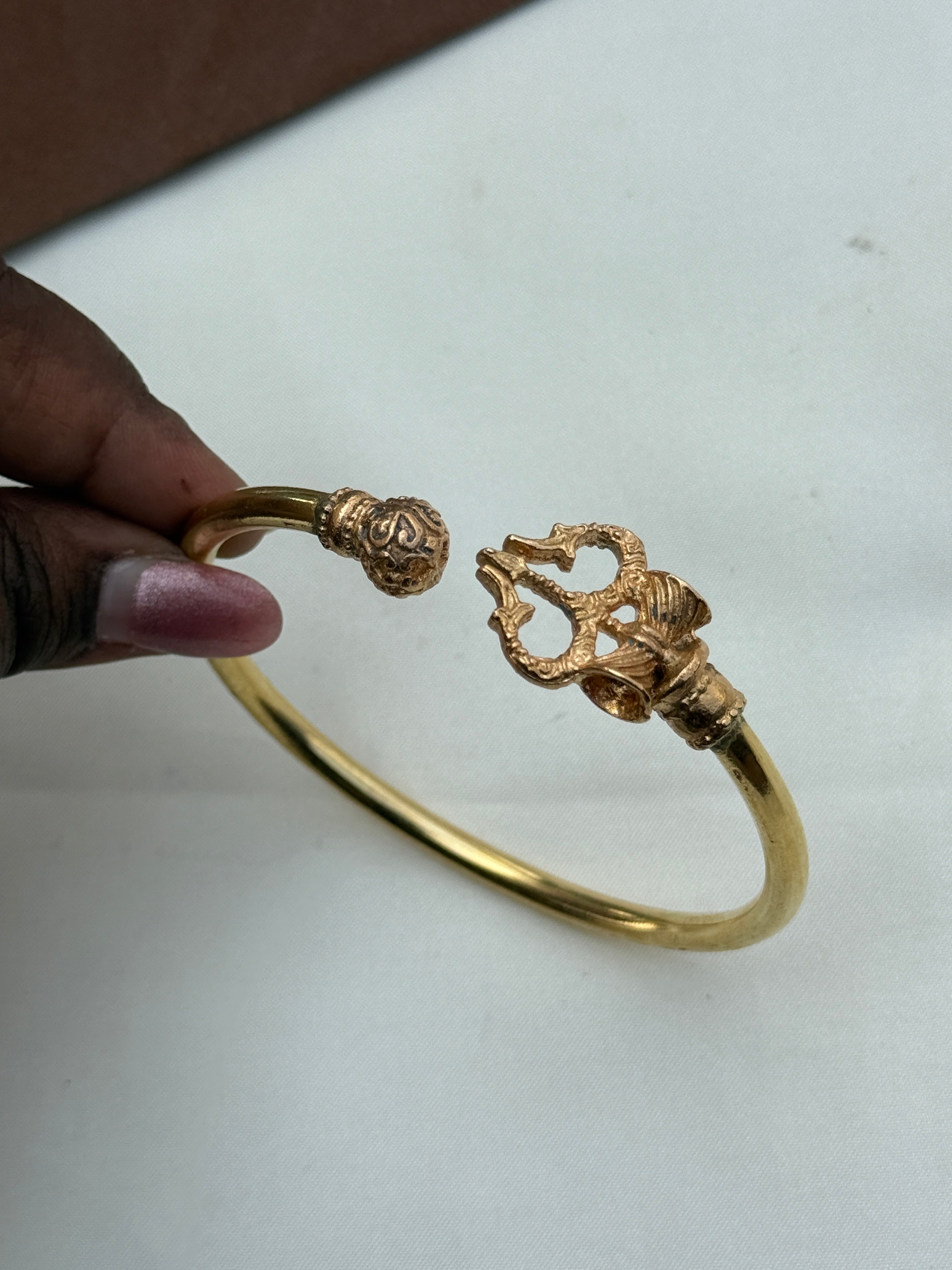 Ph306 panchaloham unpolished thrishulam adjustable kada bracelet (2-12 size)